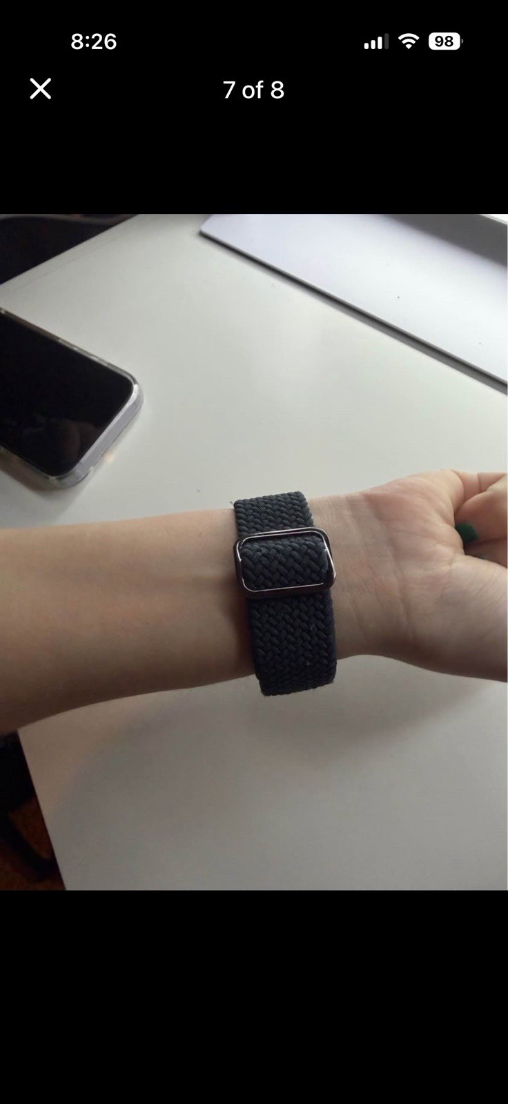 Apple Watch Gold Aluminum Case Black Silicone & Fabric Bands Touch Screen