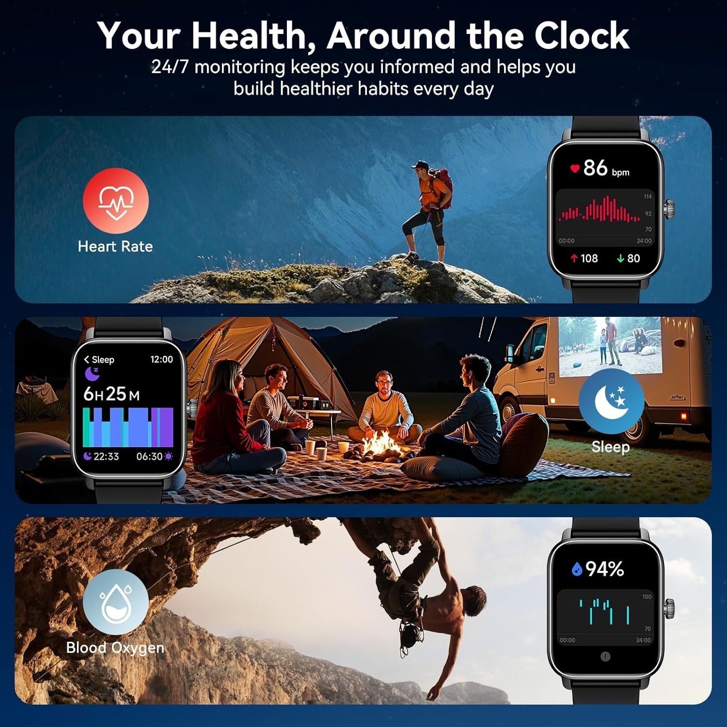 HD Smart Watch Sport Watch For Android iOS Bluetooth Call Touchscreen