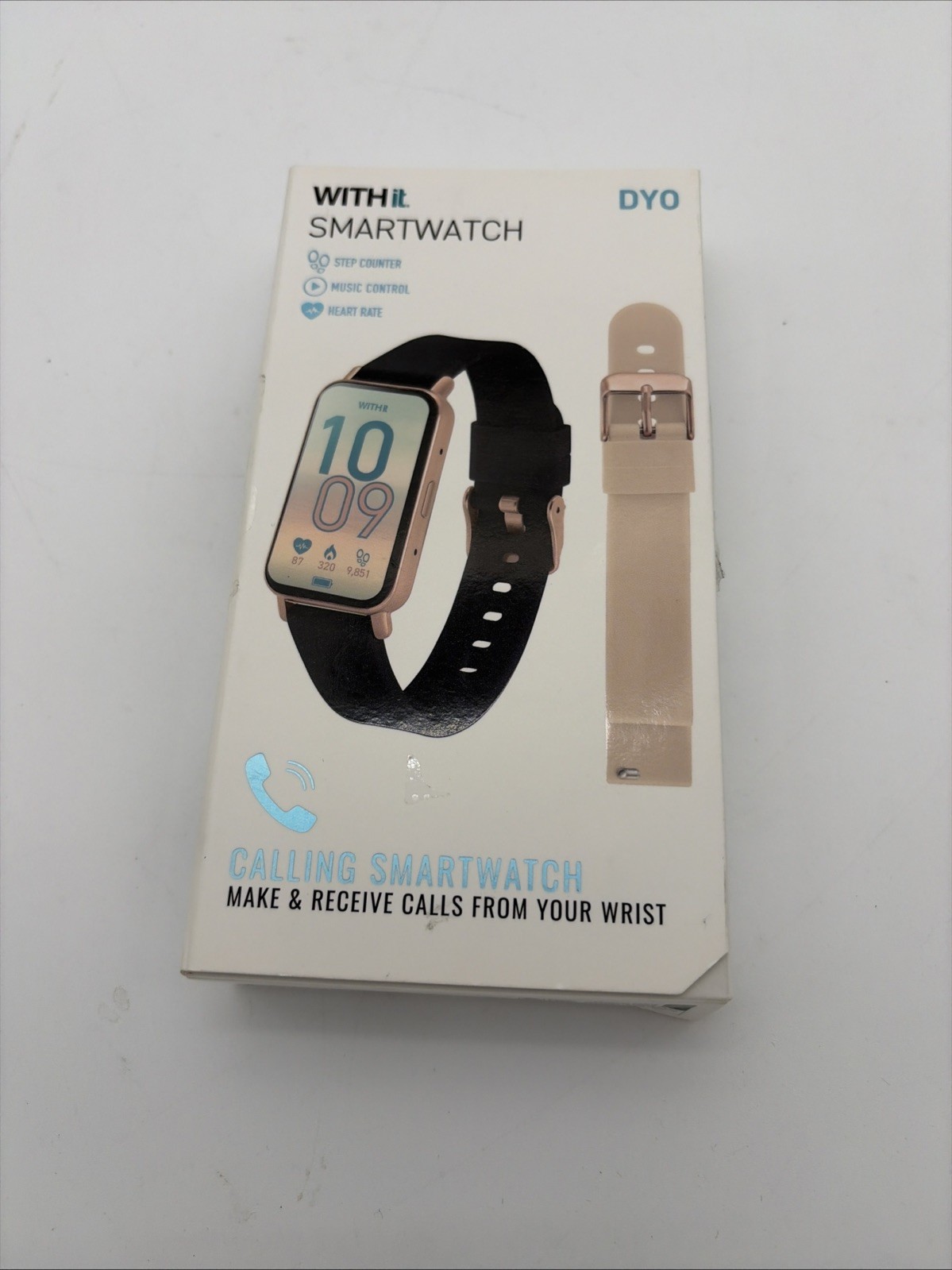 WITHit DYO Smartwatch Touchscreen, Heart Rate, Black/Blush Silicone, Gold, 42mm…