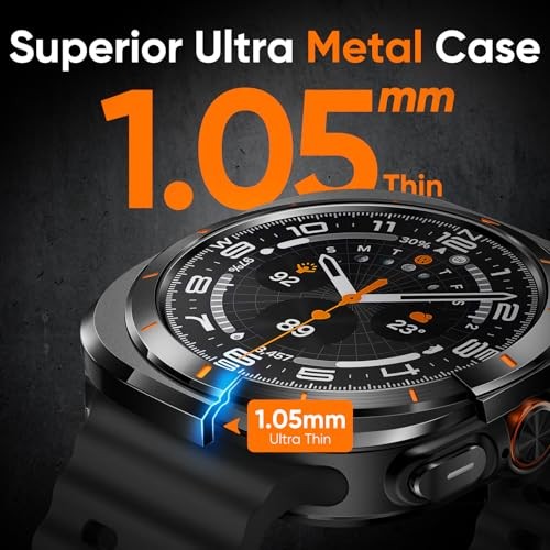 1 Pack Metal Case for Samsung Galaxy Watch Ultra 47mm Rugged Bumper with Ceramic