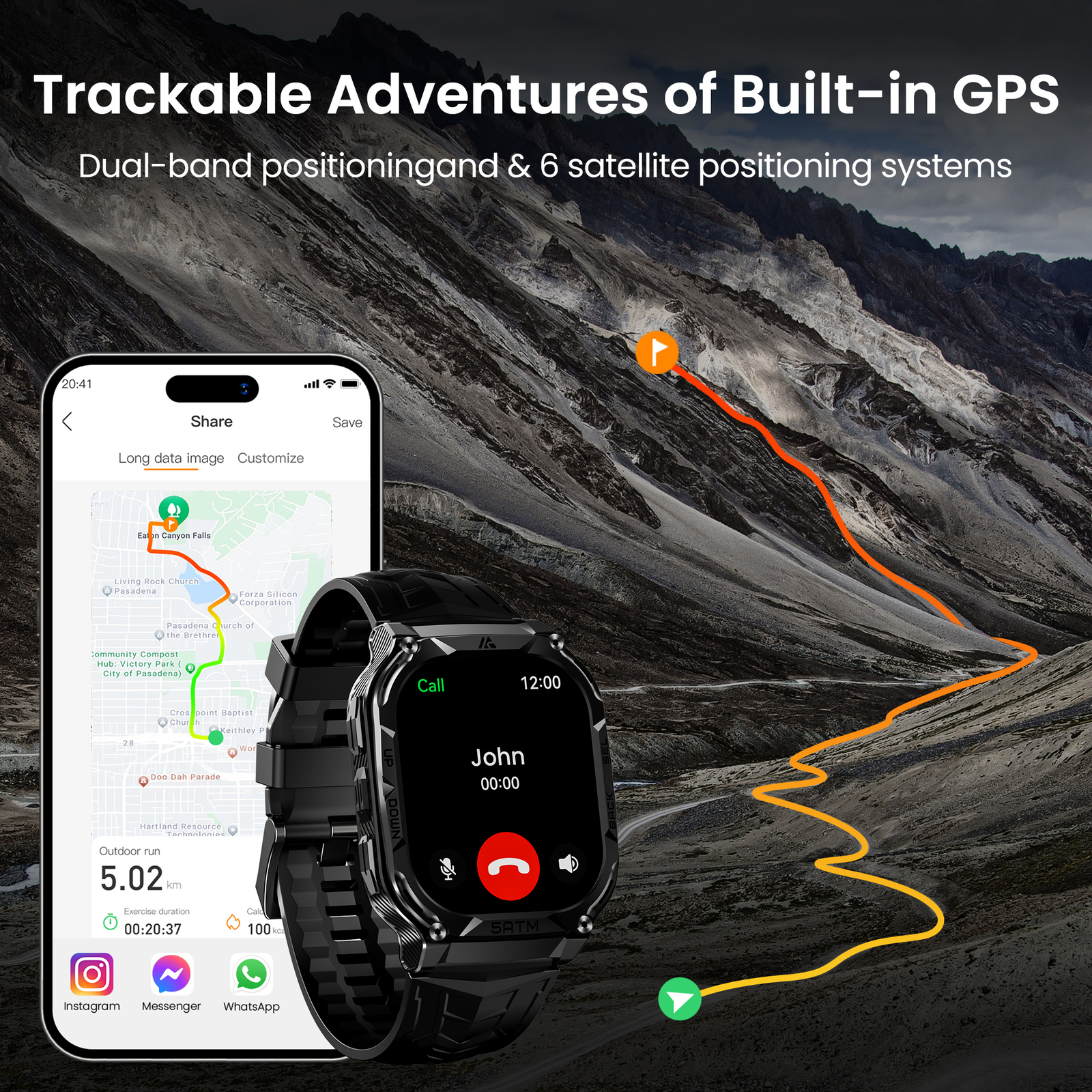 2024 AMAZTIM TANK T2 Ultra Smart Watches Men 50M Waterproof AOD Bluetooth Watch
