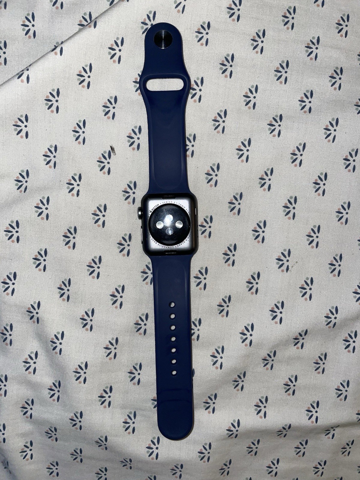 Apple Smart Watch 42mm Silver Aluminum Case Blue Silicone Band Touch Screen