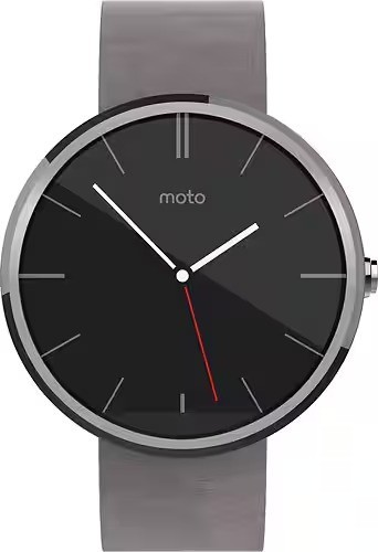 New Motorola Moto 360 23mm Smartwatch Android Wear Stone Grey Leather