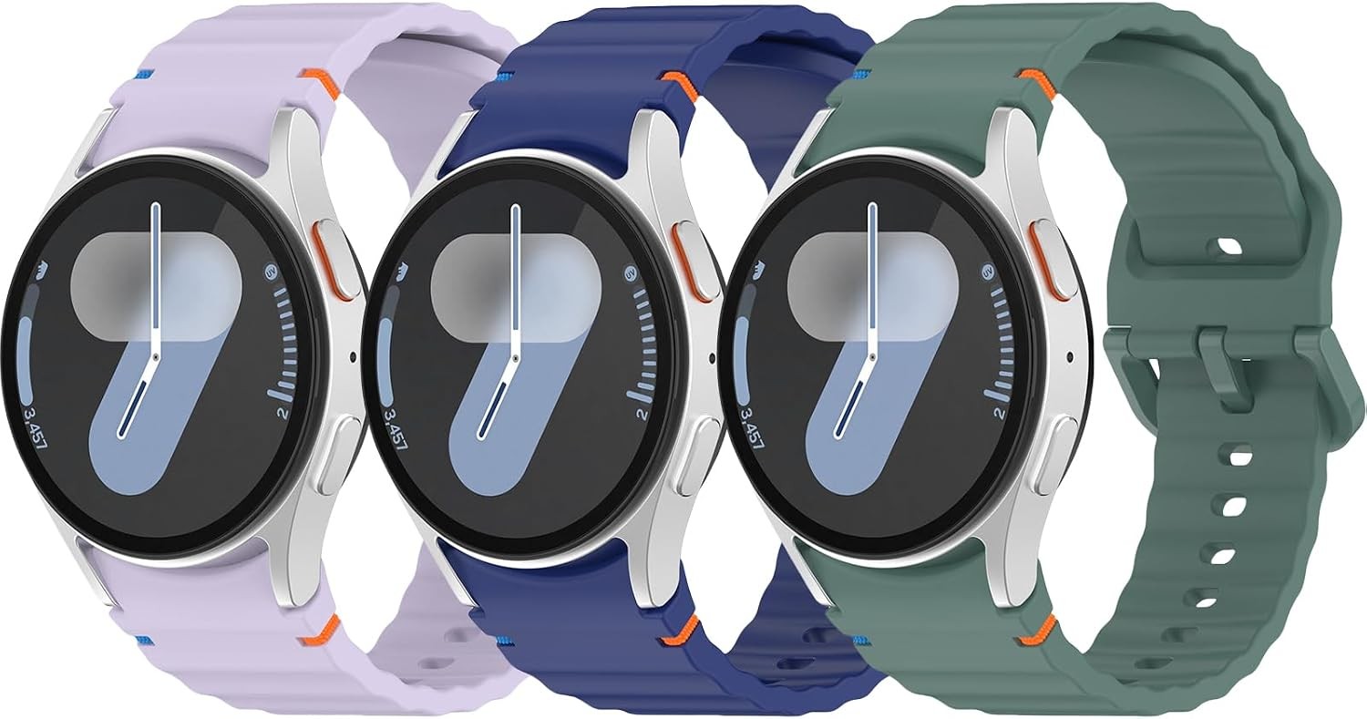 3 Pack Soft Silicone Bands for Samsung Galaxy Watch 4 5 6 7 40mm 44mm