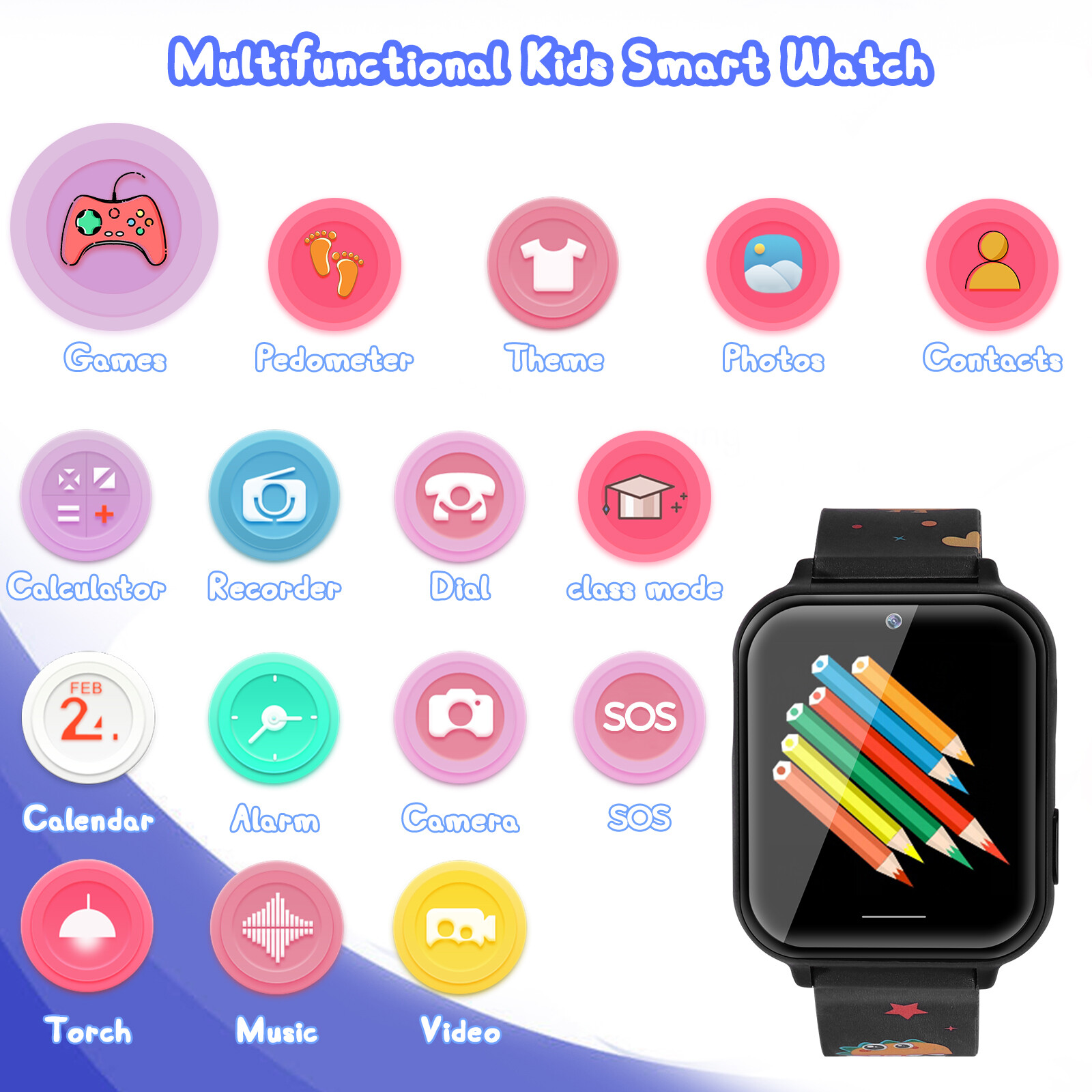 Waterproof Kids Smart Watch Anti-lost Safe GPS Tracker SOS Alarm Camera Call