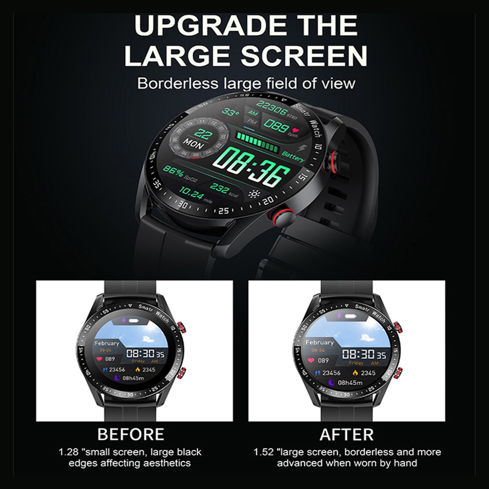 Smart Sports Watch With 1.52 Inch Screen BT Call Health Monitoring Multi-Sp GAKQ
