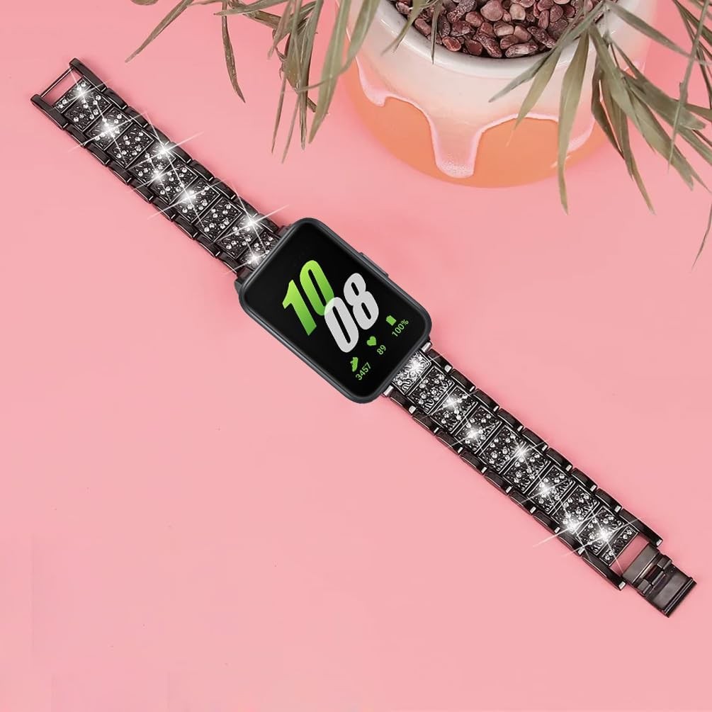 Jewelry Replacement Bracelet Band for Samsung Galaxy Fit3 SM-R390 Black Metal Bl