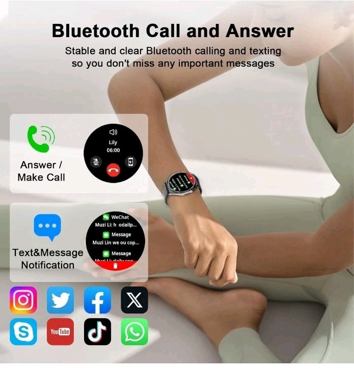 New! HIGH QUALITY AOC Z15 Fitness Sports SMARTWatch 1.43 AMOLED AI Submerge H20