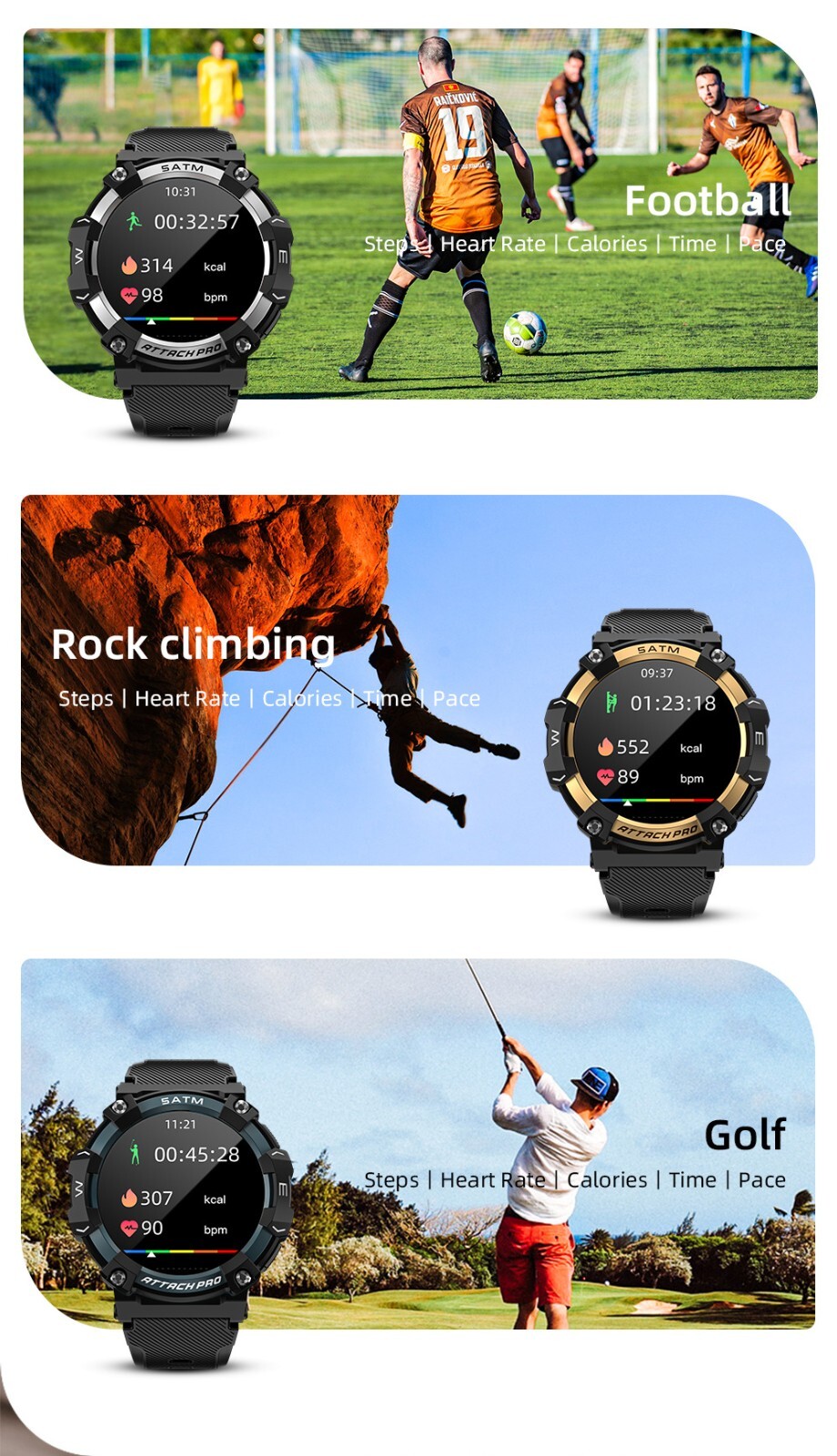 LOKMAT ATTACK 2 PRO Smart Watch Men Bluetooth Calls Fitness Tracker Sport Watch