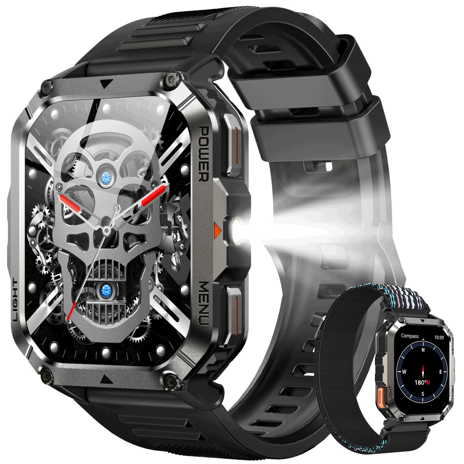 Military Smart Watch Men Built-in LED Lights Compass & 900Mah Battery Smartwatch