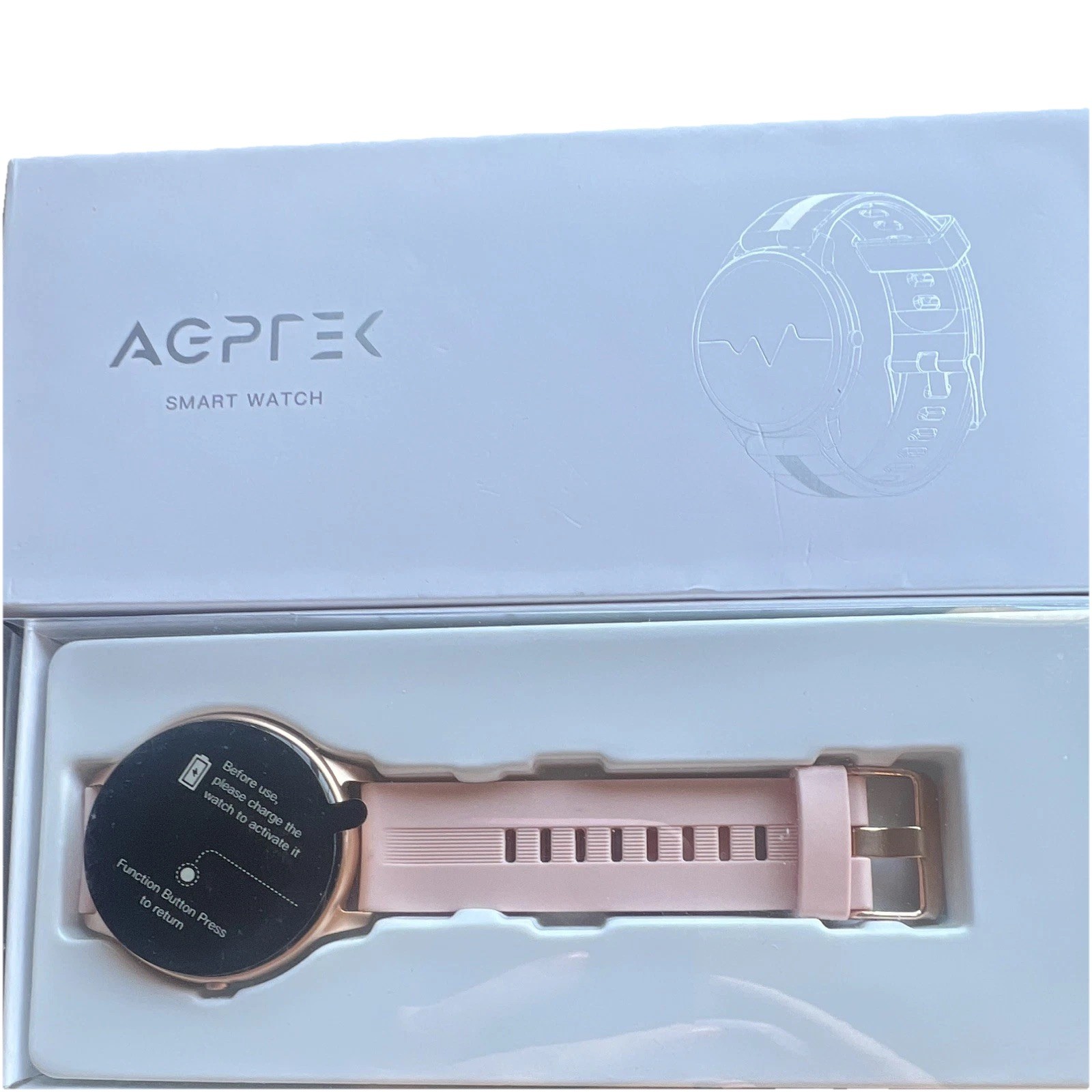 AGPTEK LW11 40mm IP68 Smart Watch Heart Rate iOS/Android Rose Band