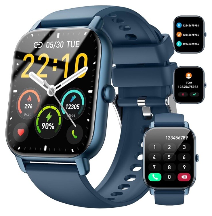Smart Watch(Answer/Make Call), 1.85″ Smartwatch for Men IP68 Dark Blue