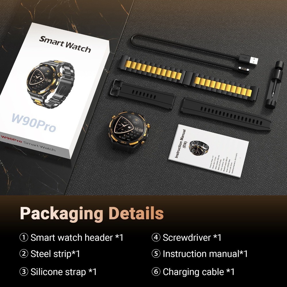 Tactical Military Smart Watch Men GPS 1.43″ Touch Screen 20-Day 5ATM Waterproof