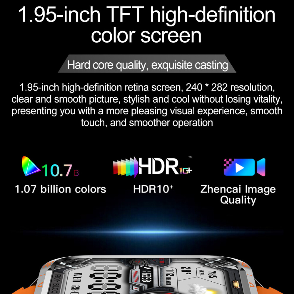 Military Smart Watch For Men’s (Call Receive/Dial) Outdoor Sport Fitness Tracker