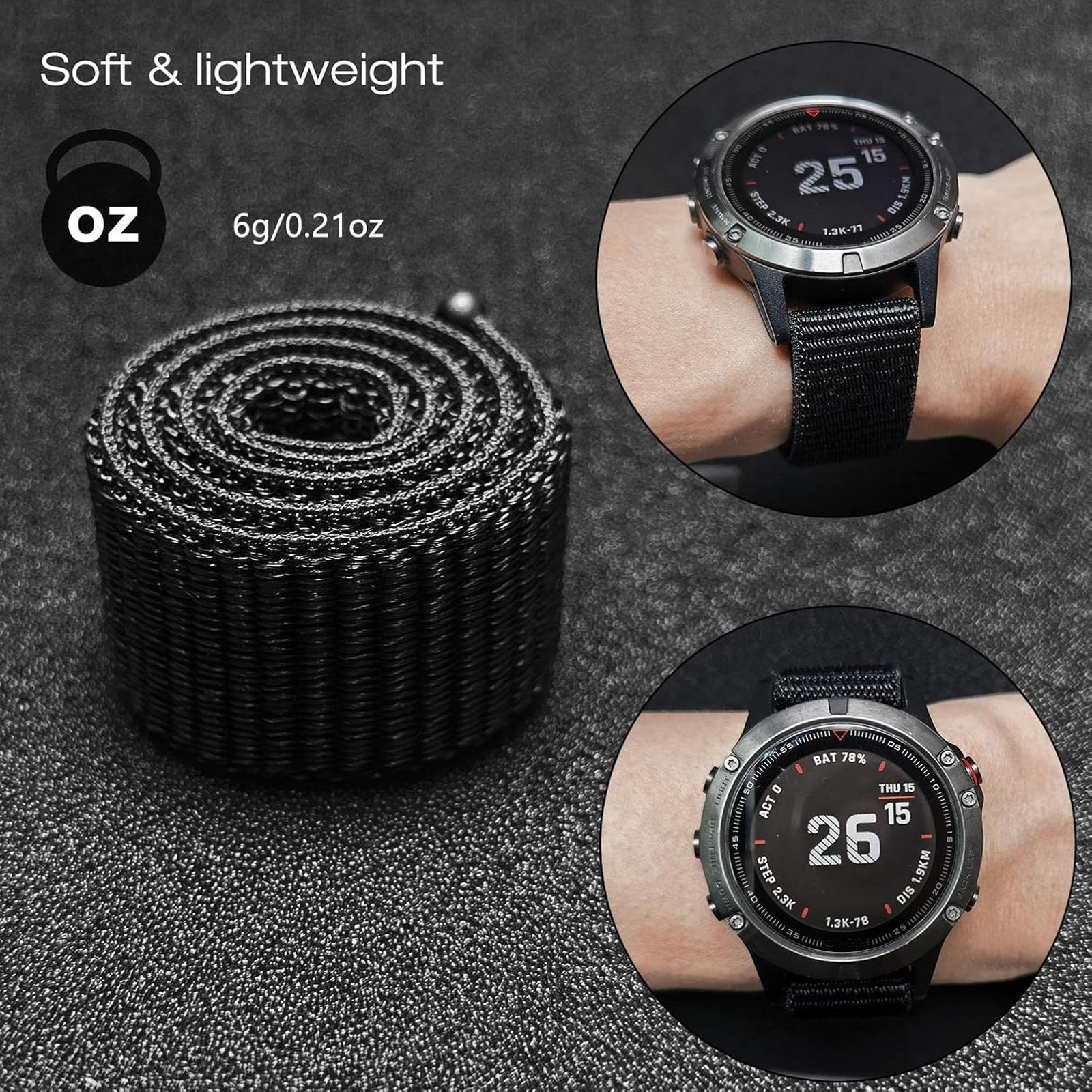 Quick Dry Watch Band 20mm Nylon Sport Strap for Garmin Fenix Epix Instinct 40mm