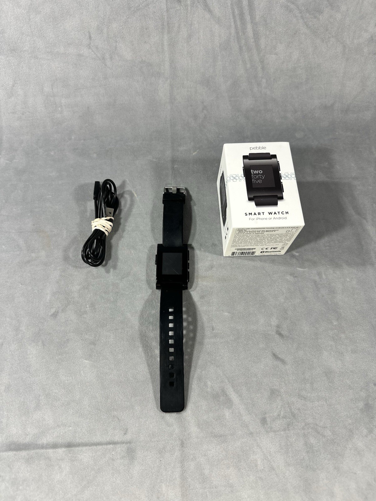 Pebble 301BL TPU Rubber Band Smartwatch – Jet Black