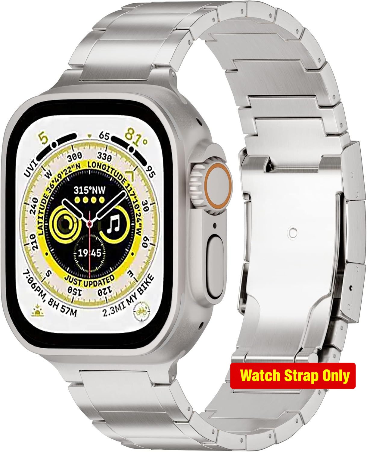Silver Titanium Metal Watch Band for Apple Watch Ultra 49mm, Series 11 46mm
