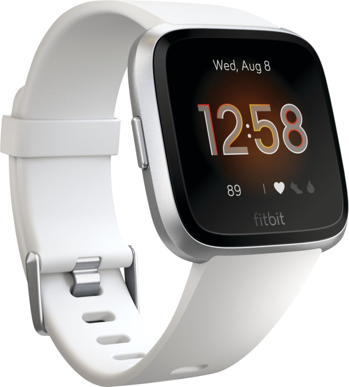 Fitbit Versa Lite Smart Watch (S & L bands included) – White / Silver – Used