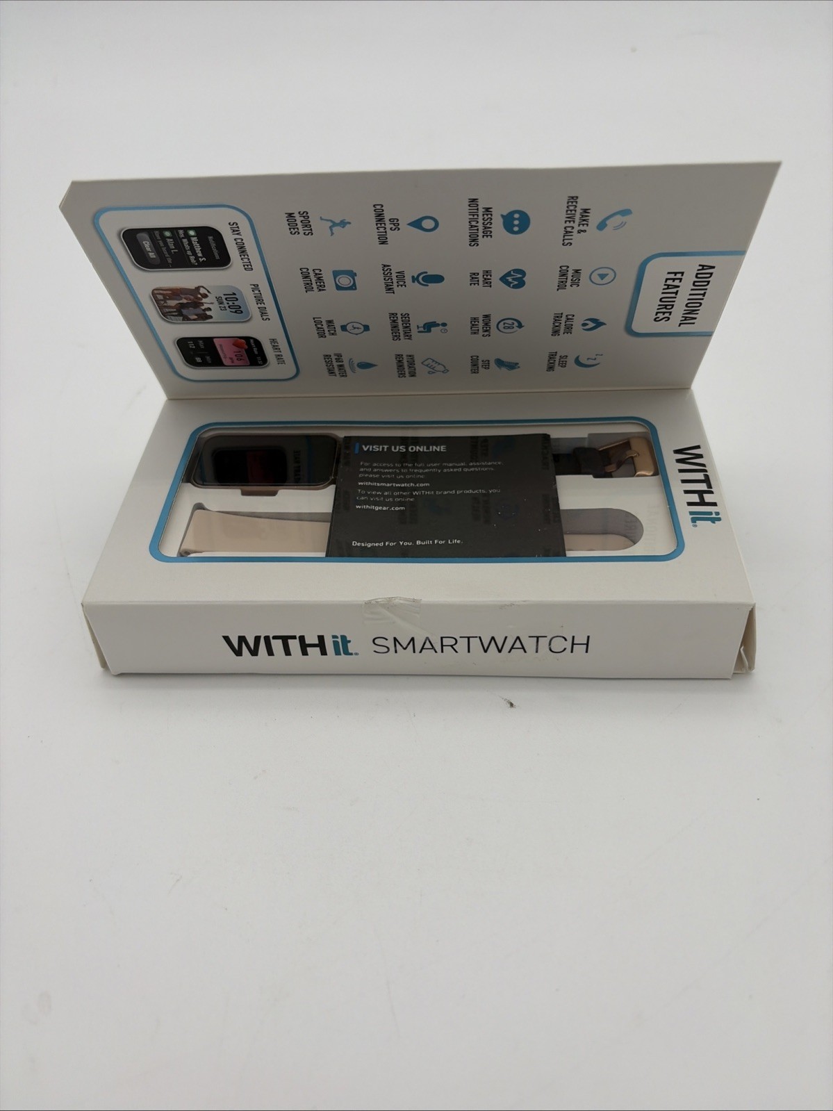 WITHit DYO Smartwatch Touchscreen, Heart Rate, Black/Blush Silicone, Gold, 42mm…
