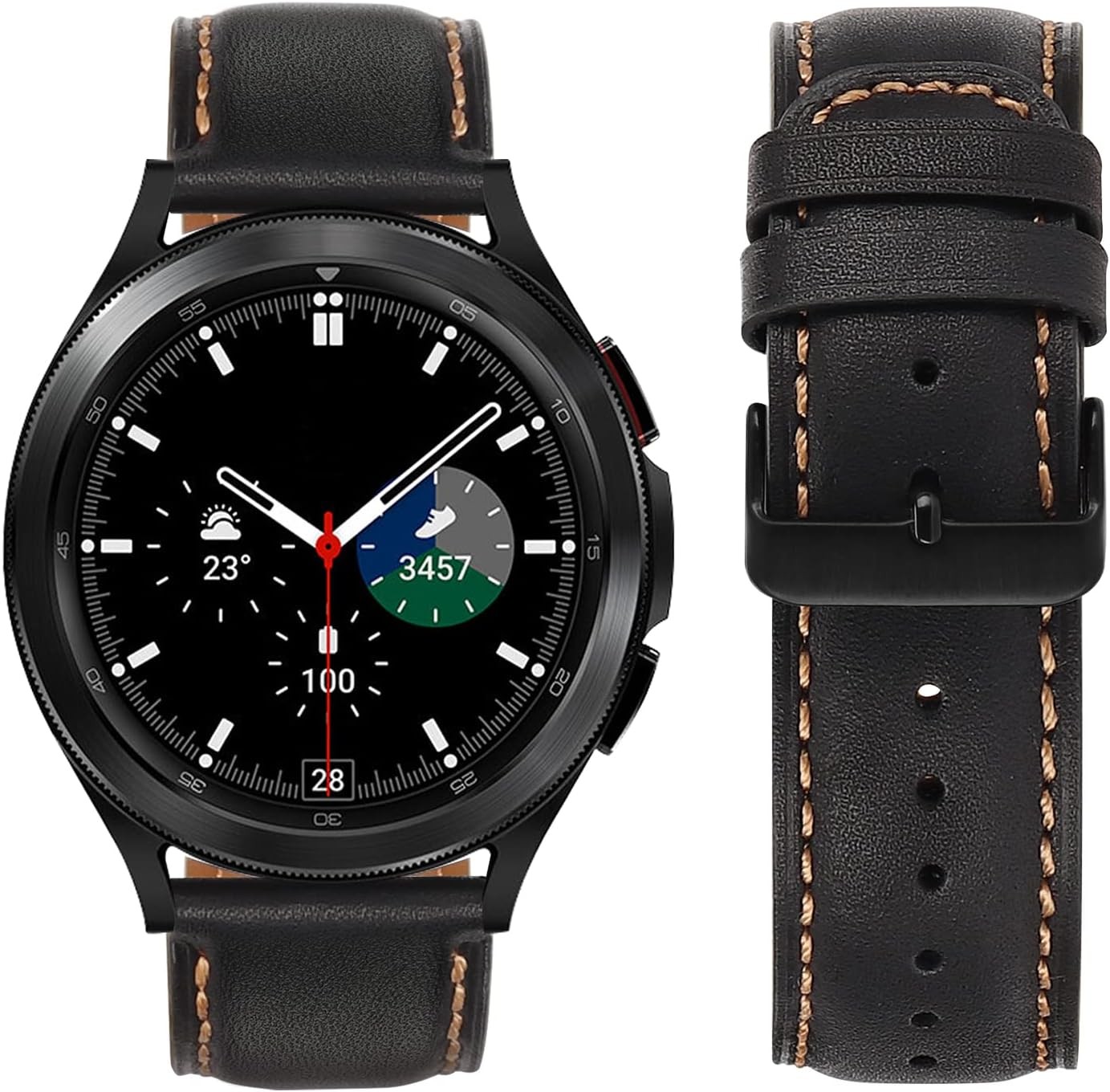Leather Band for Galaxy Watch 6 Classic 43mm, 47mm, Genuine Leather Strap
