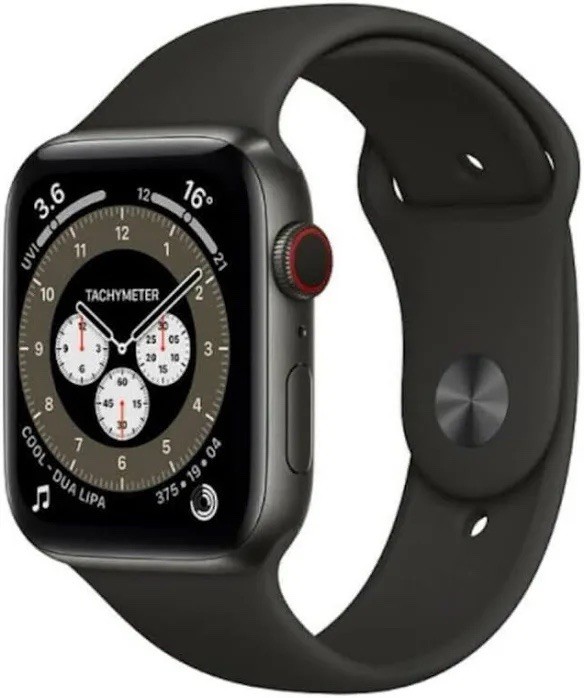 Apple Watch Series 6 44mm Space Gray Aluminum Case with Black Sport Band