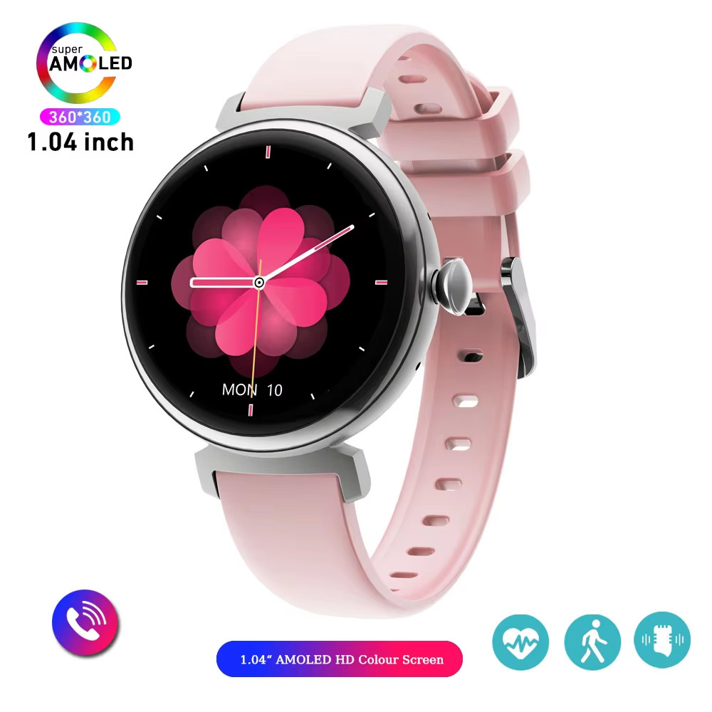 1.04 Inch AMOLED Screen Fashion Ladies Smart Watch Screen Always Display Bluetoo