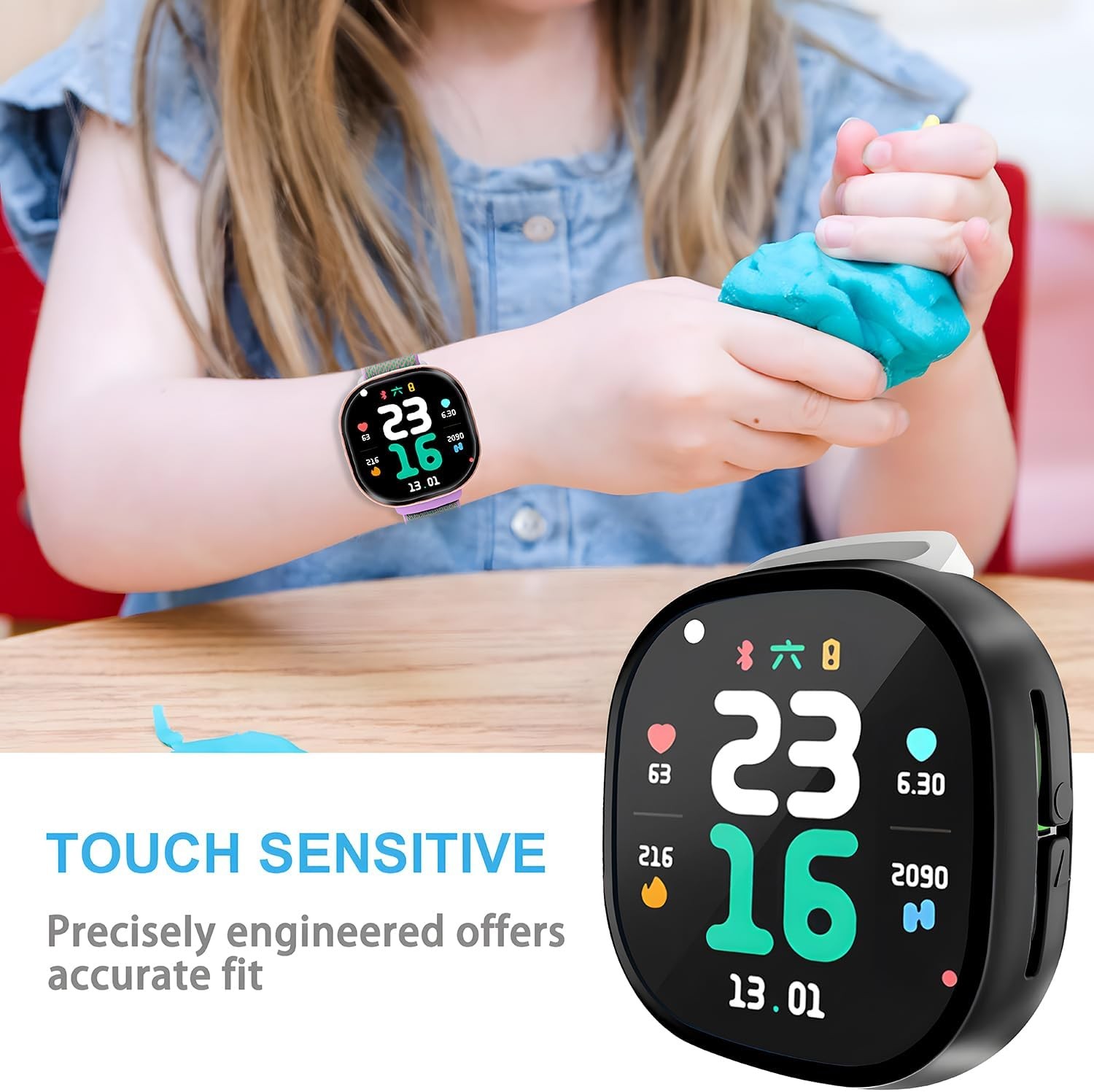 2 Pack Tempered Glass Screen Protector for Google Fitbit Ace LTE Full Coverage