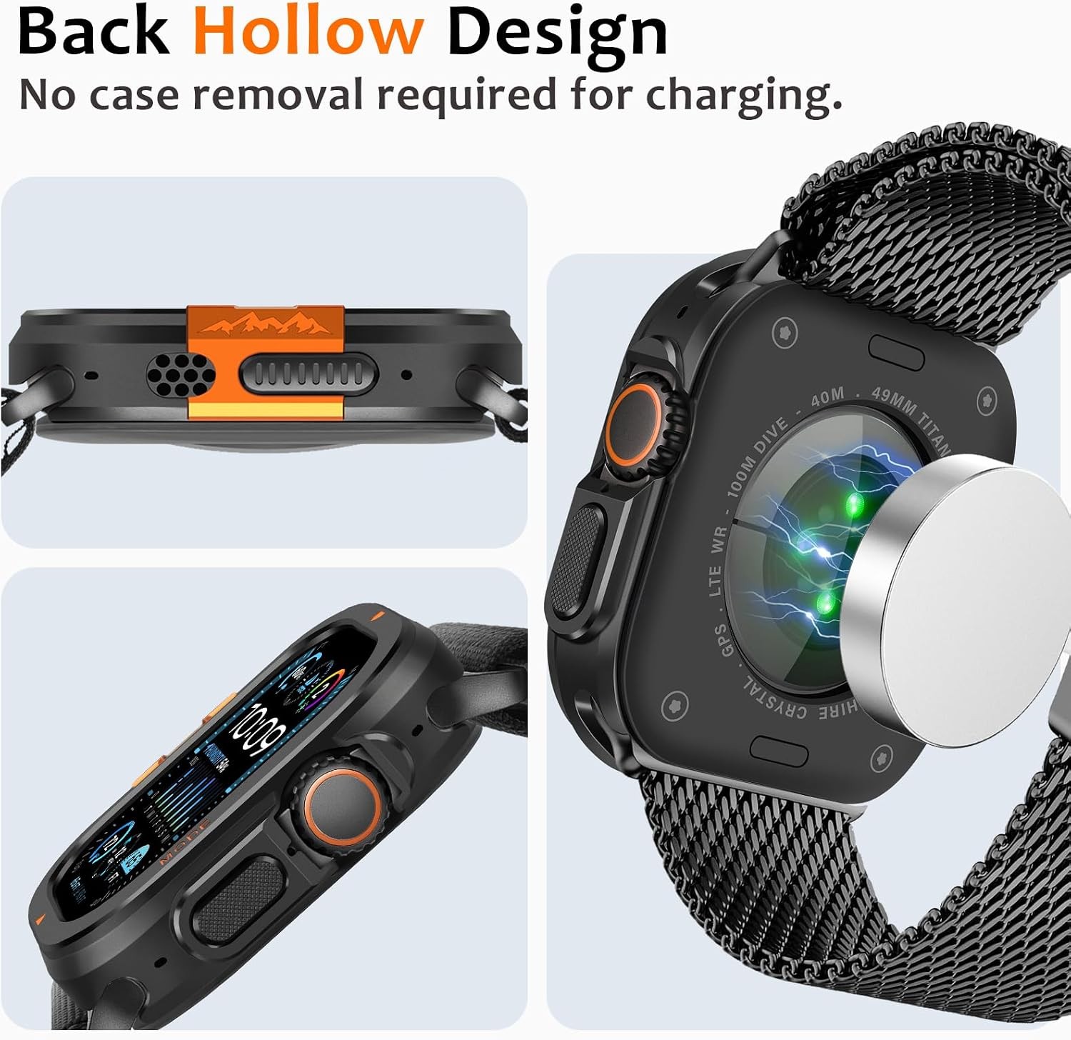 Metal Case for Apple Watch Ultra 49mm, Rugged Protective Bumper Cover