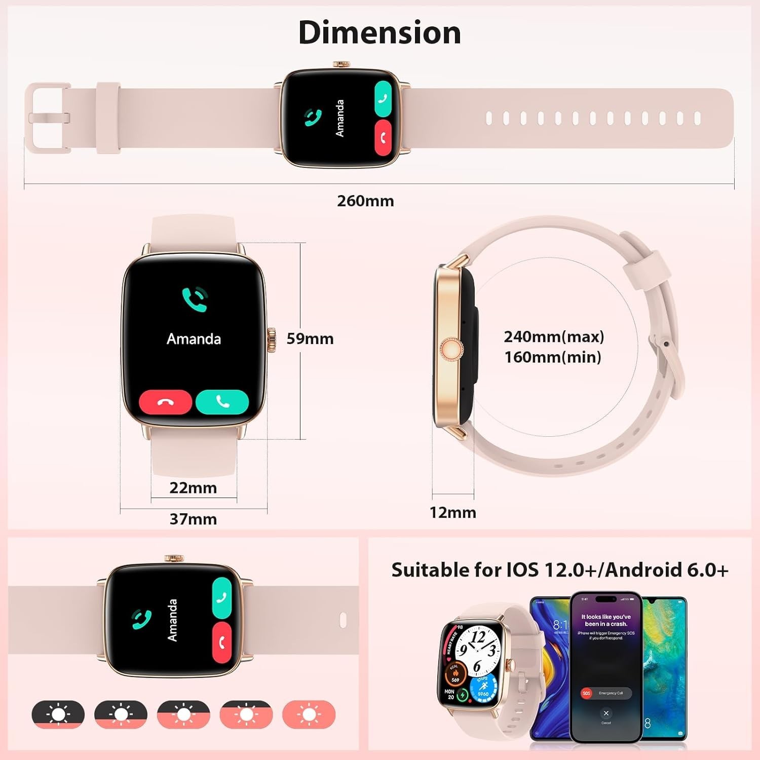 Reloj Inteligente Para iPhone Android De Mujer Smart Watch Pantalla Táct NEW US.