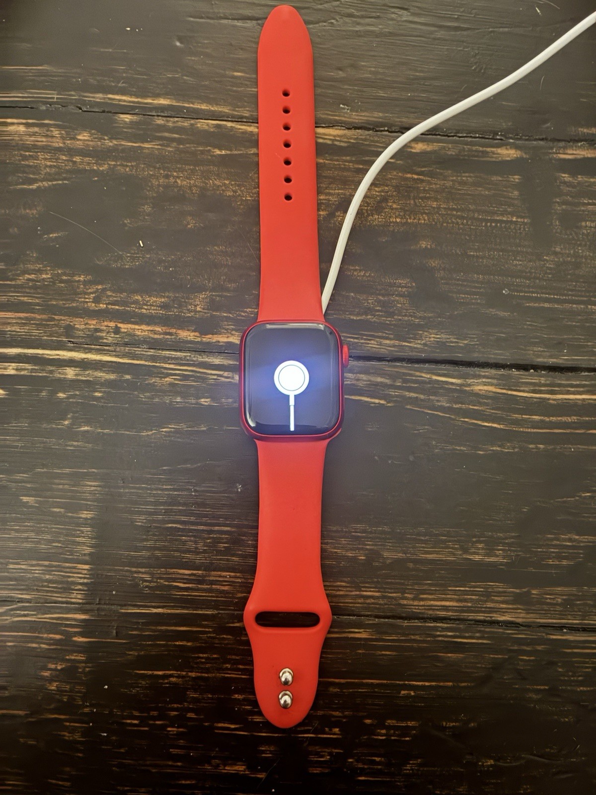 Apple Watch (Series 8) 41mm Black Aluminum (GPS) w/ Red Sport Band – Fair
