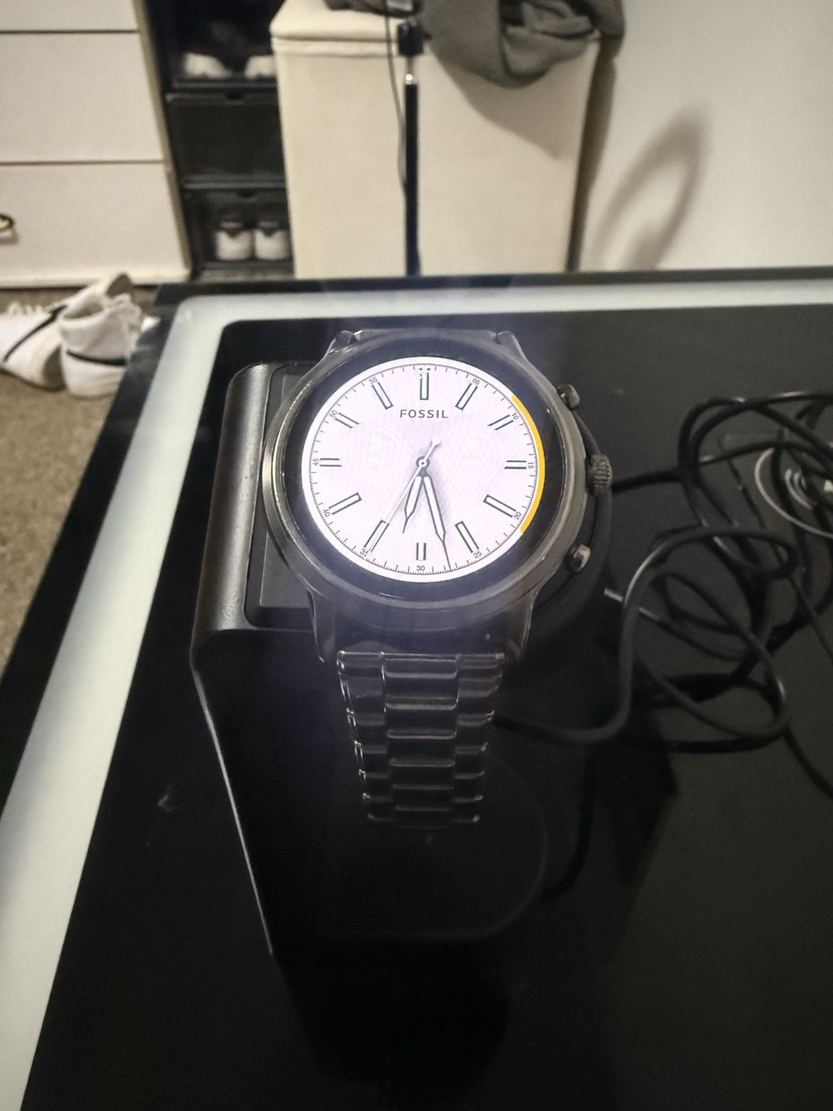 Fossil Silver Stainless Steel Smart Watch 44mm Wear OS Fitness Tracker Alarm