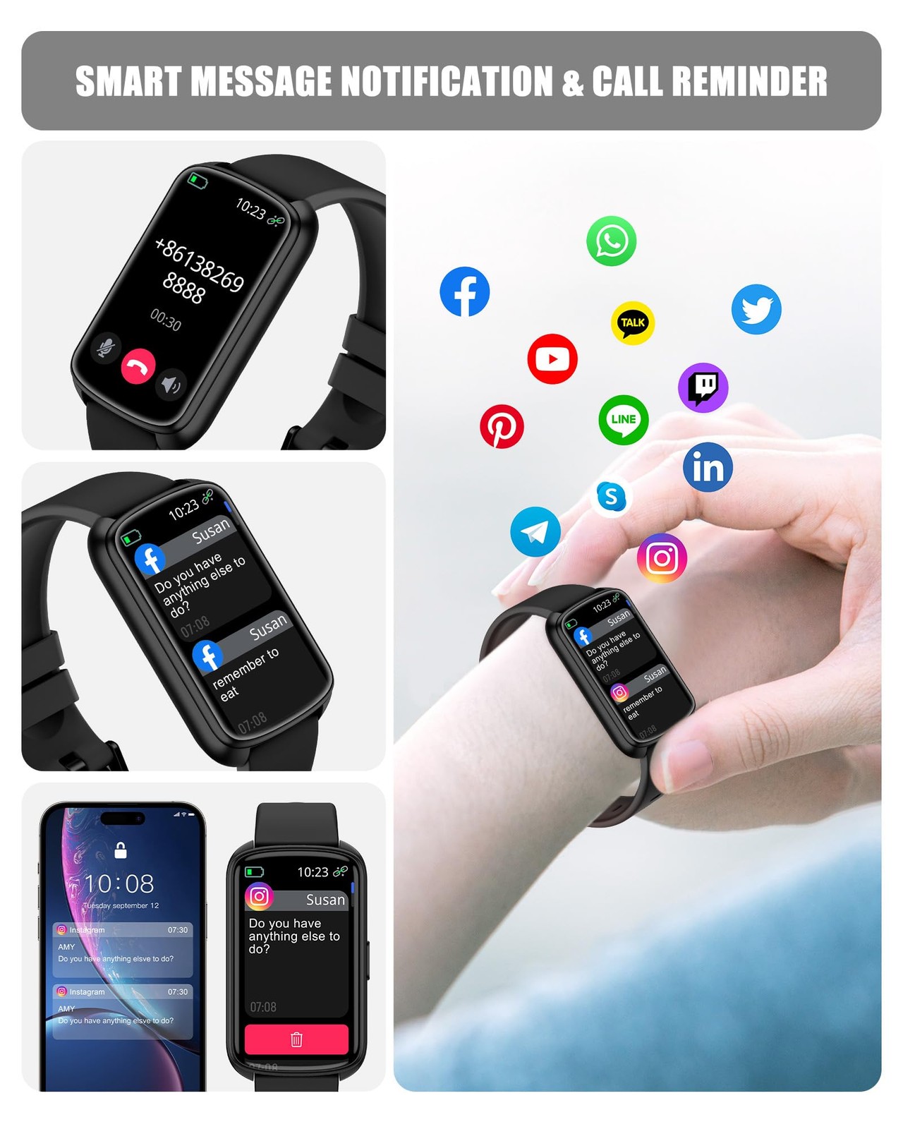 Fitness Tracker, Smart Watch for Women Men with 24/7 Heart Rate/Blood Pressur…