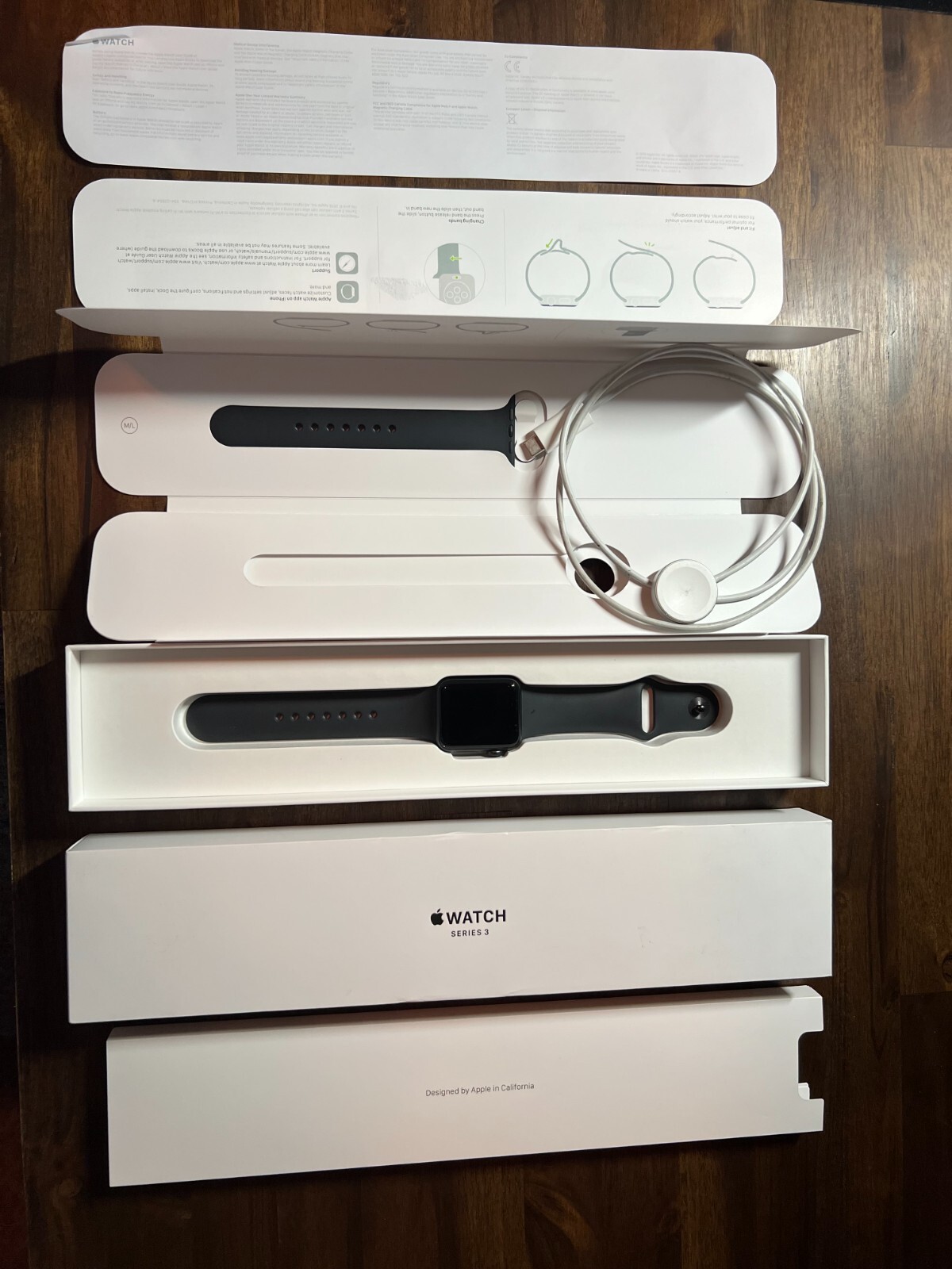 Apple Watch Series 3 38mm Space Gray Aluminum Case with Black Sport Band