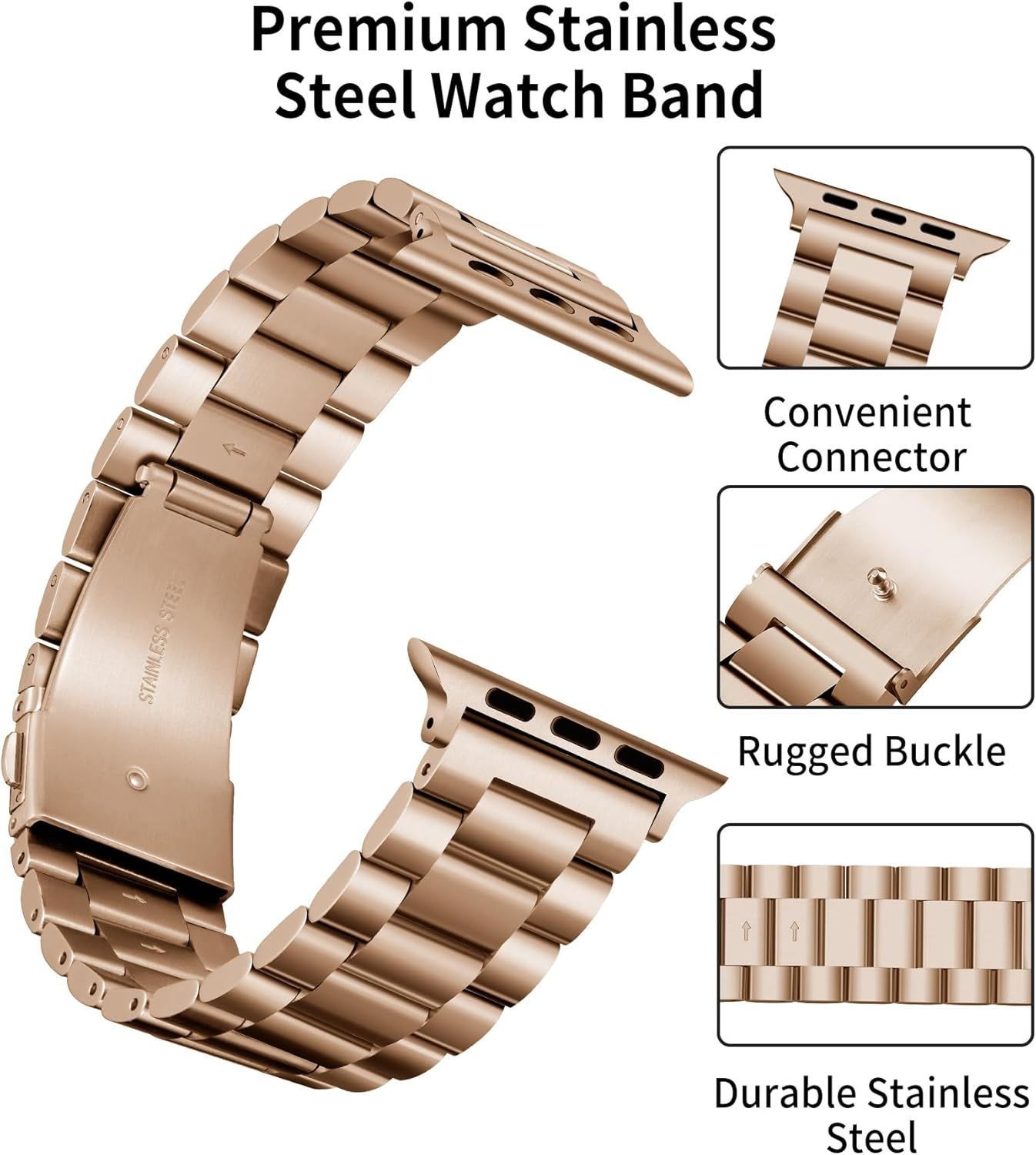 Stainless Steel Metal Watch Strap & TPU Case for Apple Watch 49mm, 46mm, 45mm