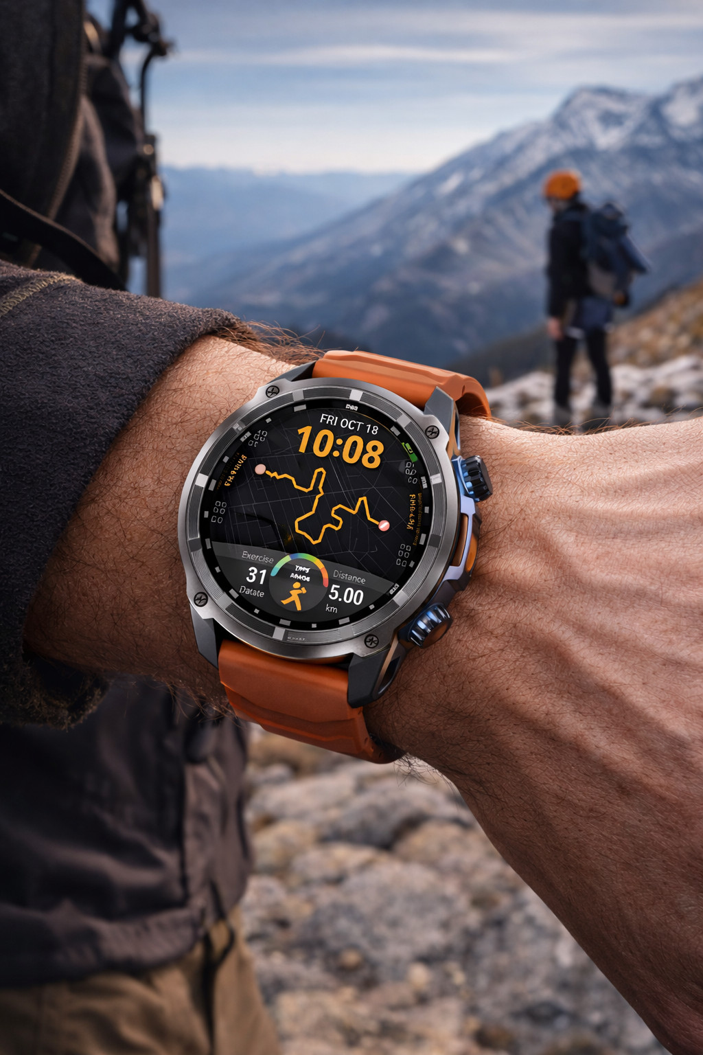 Dual-Band GPS AMOLED Smartwatch with Maps & Compass 3ATM Waterproof