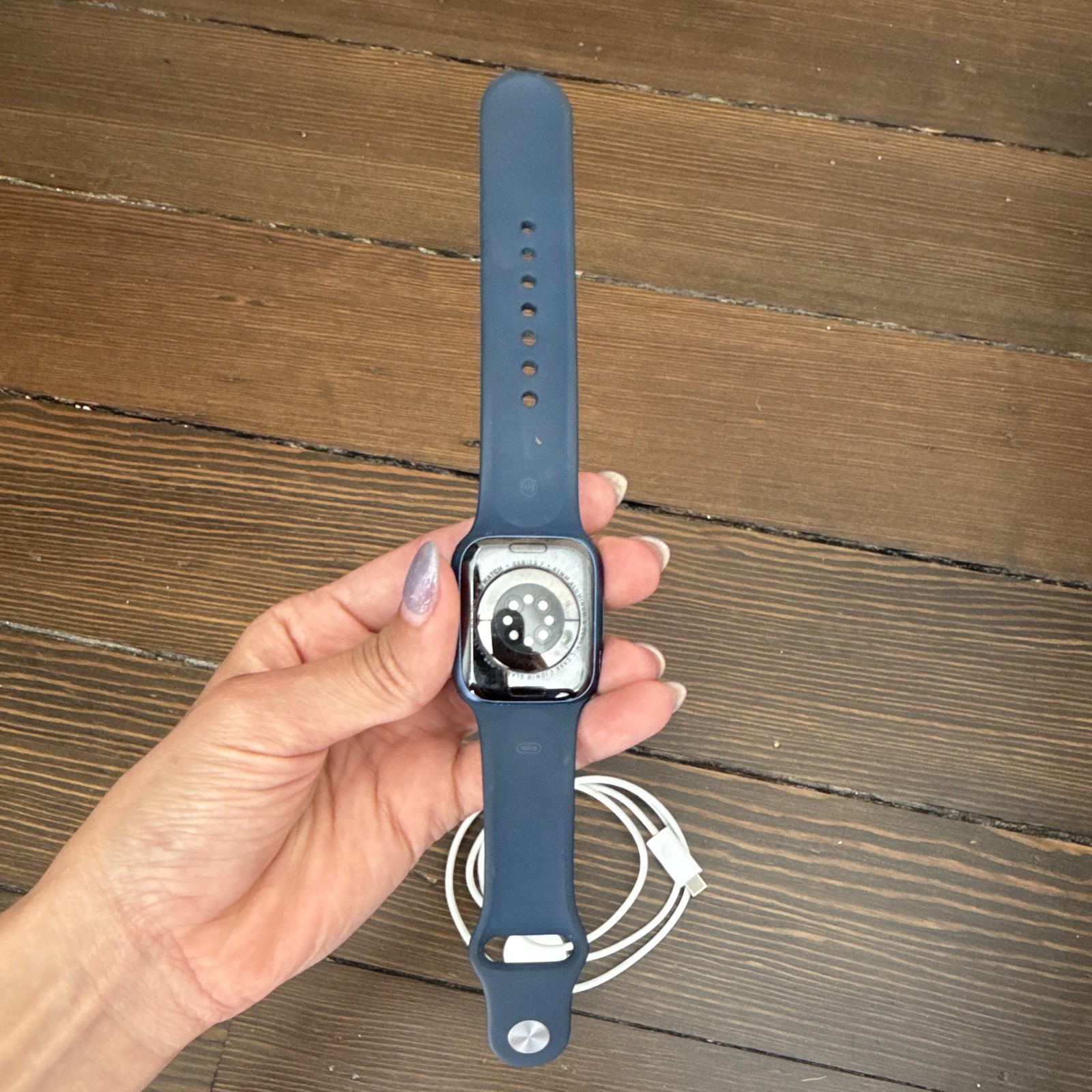 Apple Watch Series 7 41mm Blue Aluminum Case Blue Silicone Band 32GB Unlocked