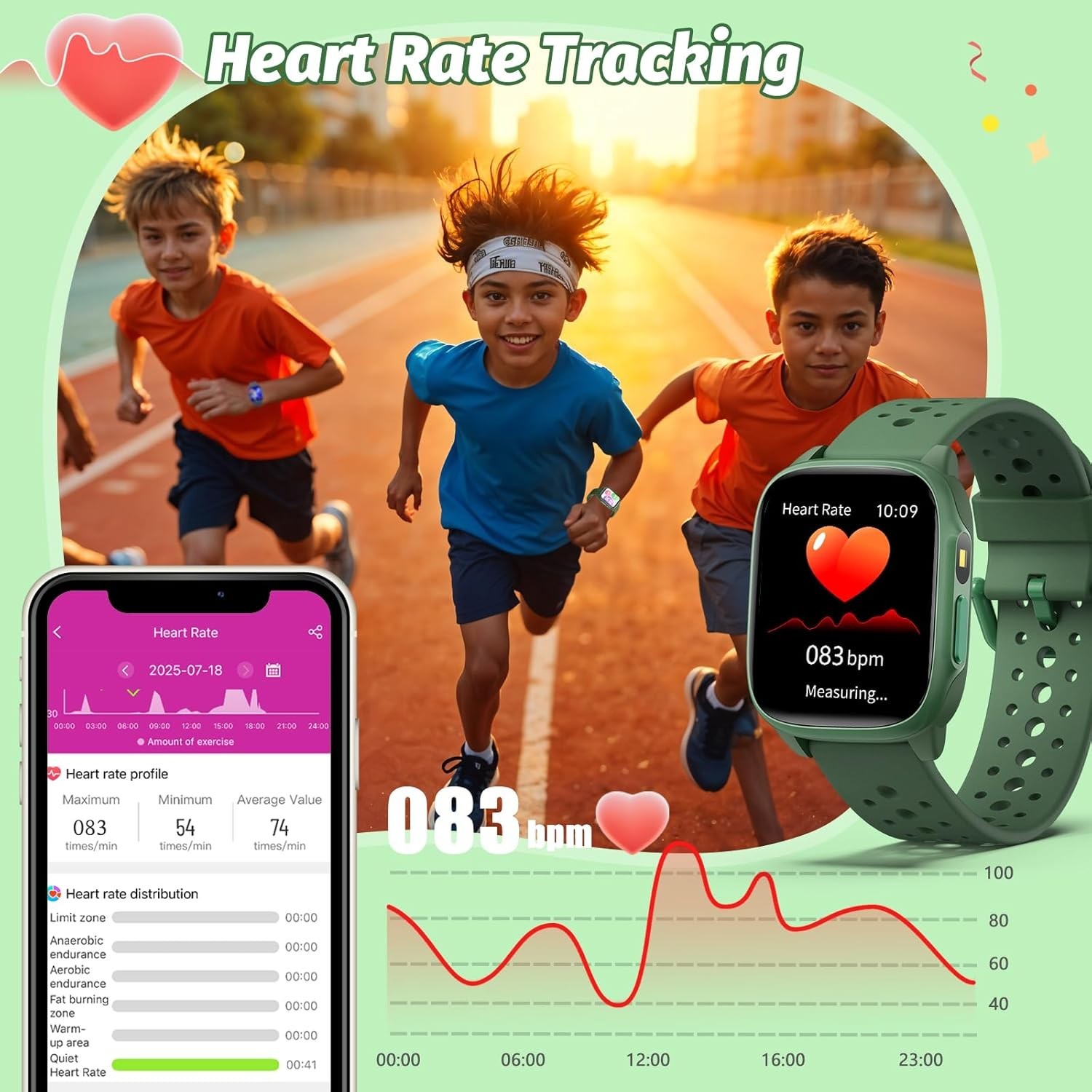 Kids Watch with 140 Sports Modes, 1.5″ Kids Fitness Tracker, Smart Watch kids, N