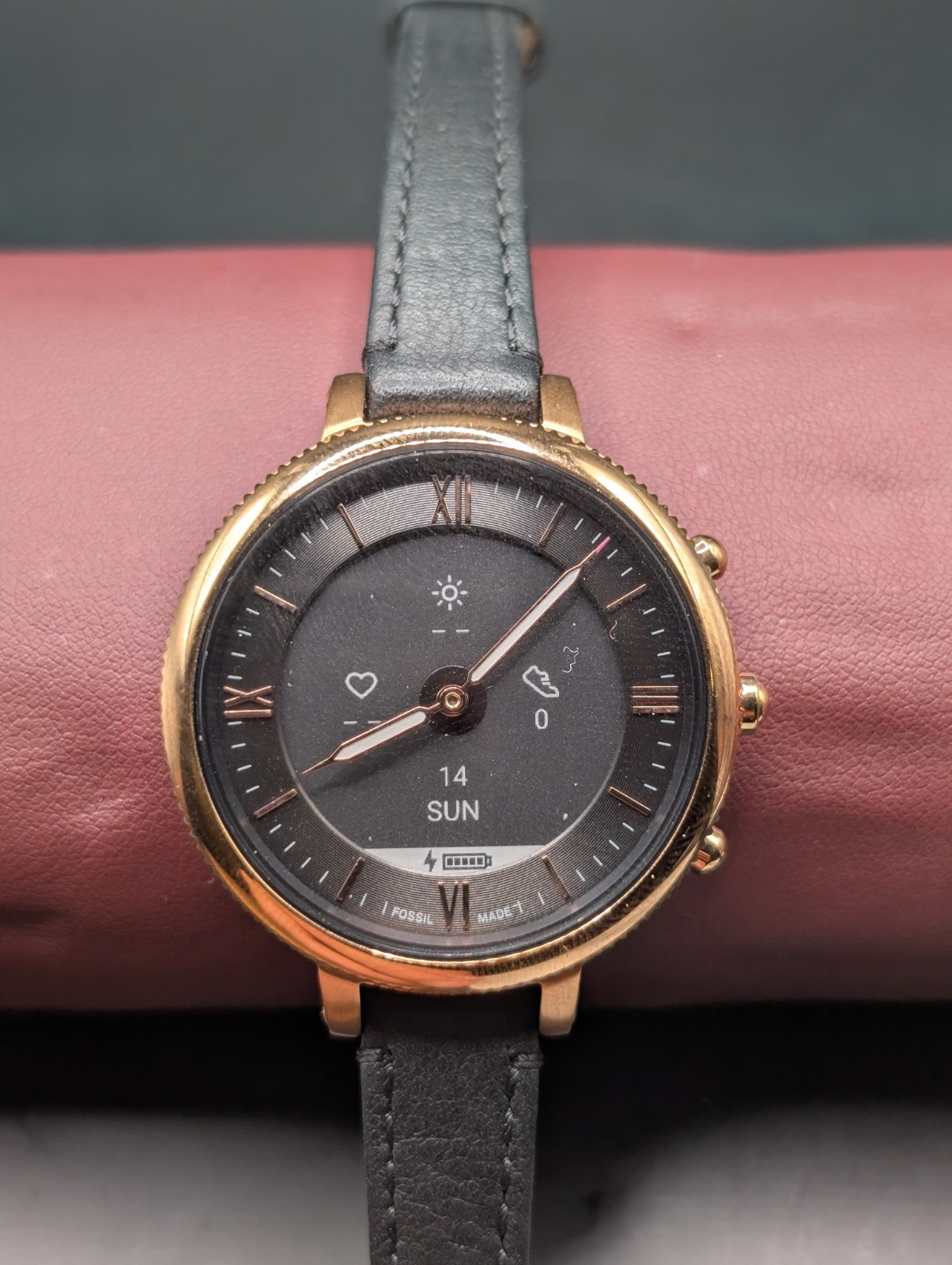 Fossil Monroe Hybrid HR Smartwatch FTW7035 Rose Gold Black Leather for Parts