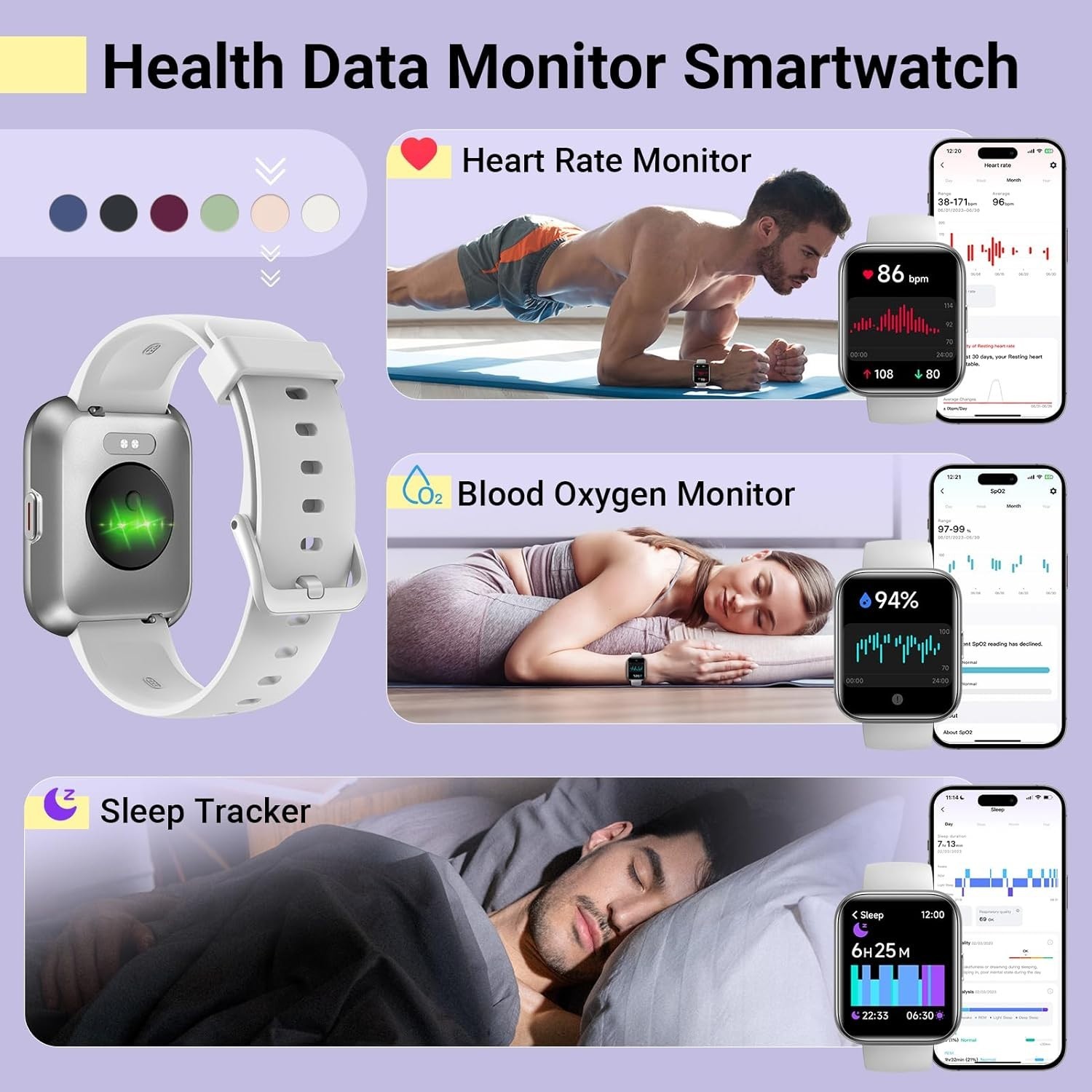 Beautiful 1.8” Fitness Tracker Smartwatch with Alexa – Compatible with iPhone