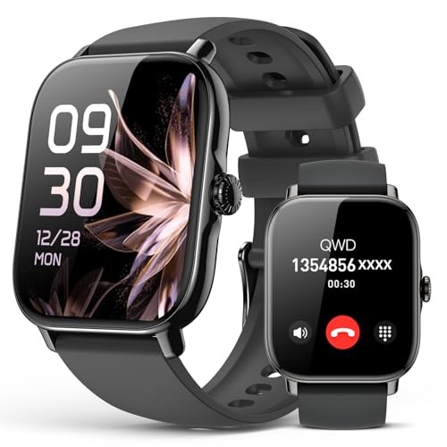 Smart Watch for Women Men iOS Android iPhone Black Silicone IP68