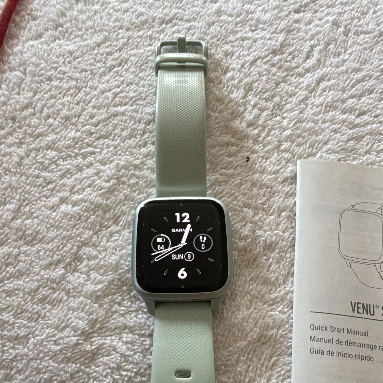 Garmin Venu Sq 2 40mm Bluetooth Smartwatch 4GB Green Band Silver Case