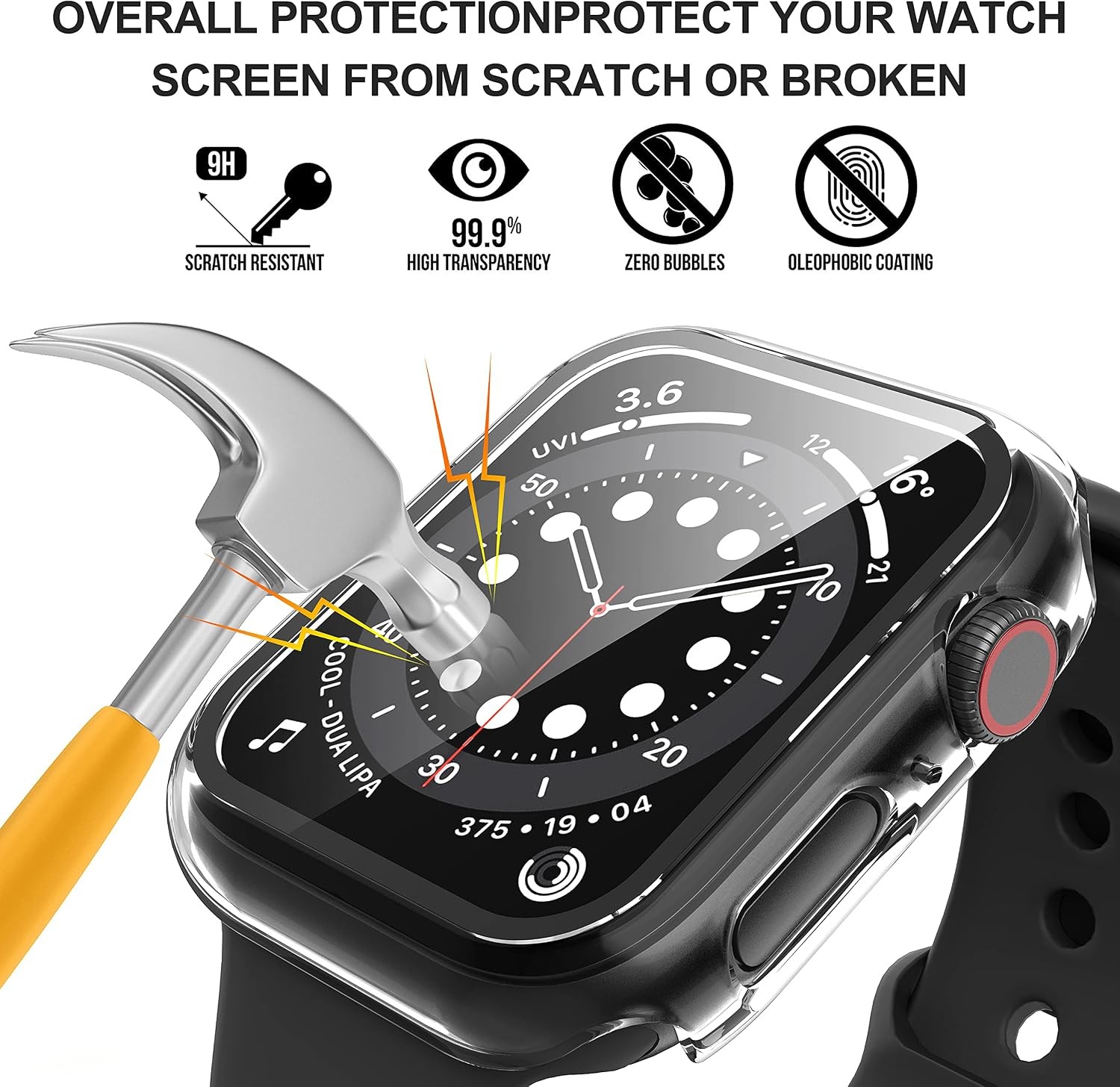 2-Pack Screen Protector Case for Apple Watch Series 9/8/7 45mm Ultra-Thin