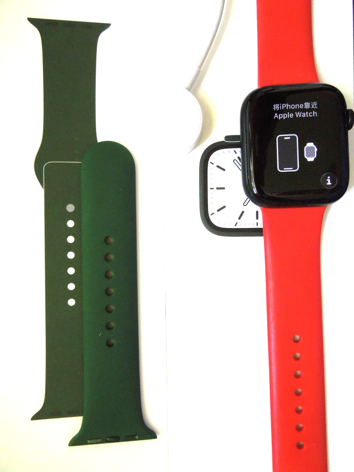 Apple Watch Series 7 45mm Black Aluminum Case with Red Sport Band (GPS)