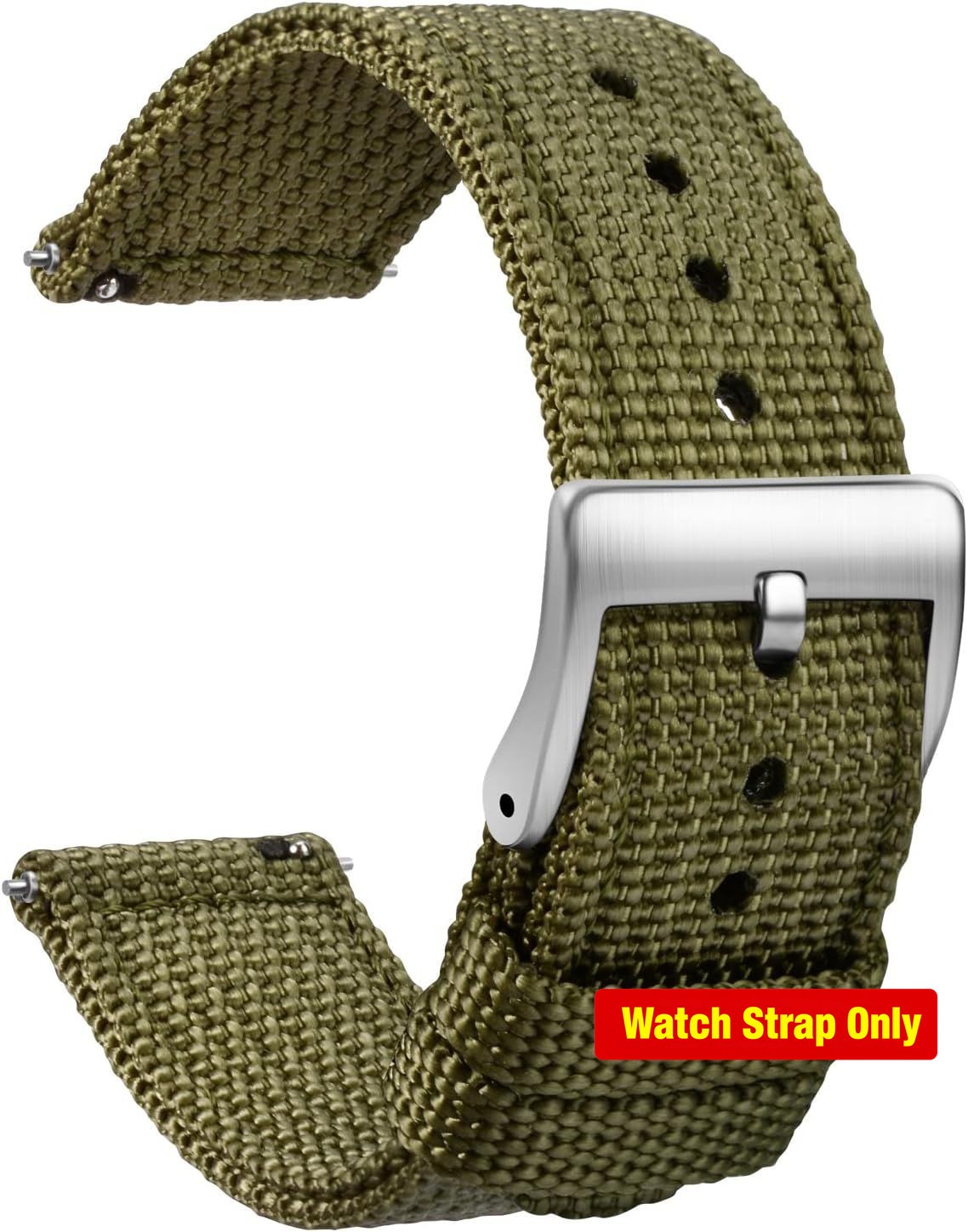 Quick Release Black Nylon Watch Band 20mm – Compatible with Smartwatches