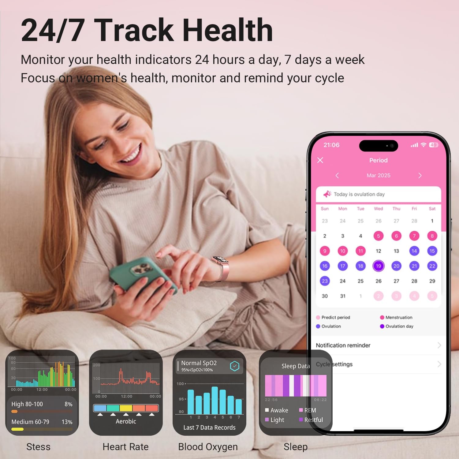 Trendia Smart Watches for Women, 1.83” HD Fitness Tracker with Answer/Make C…