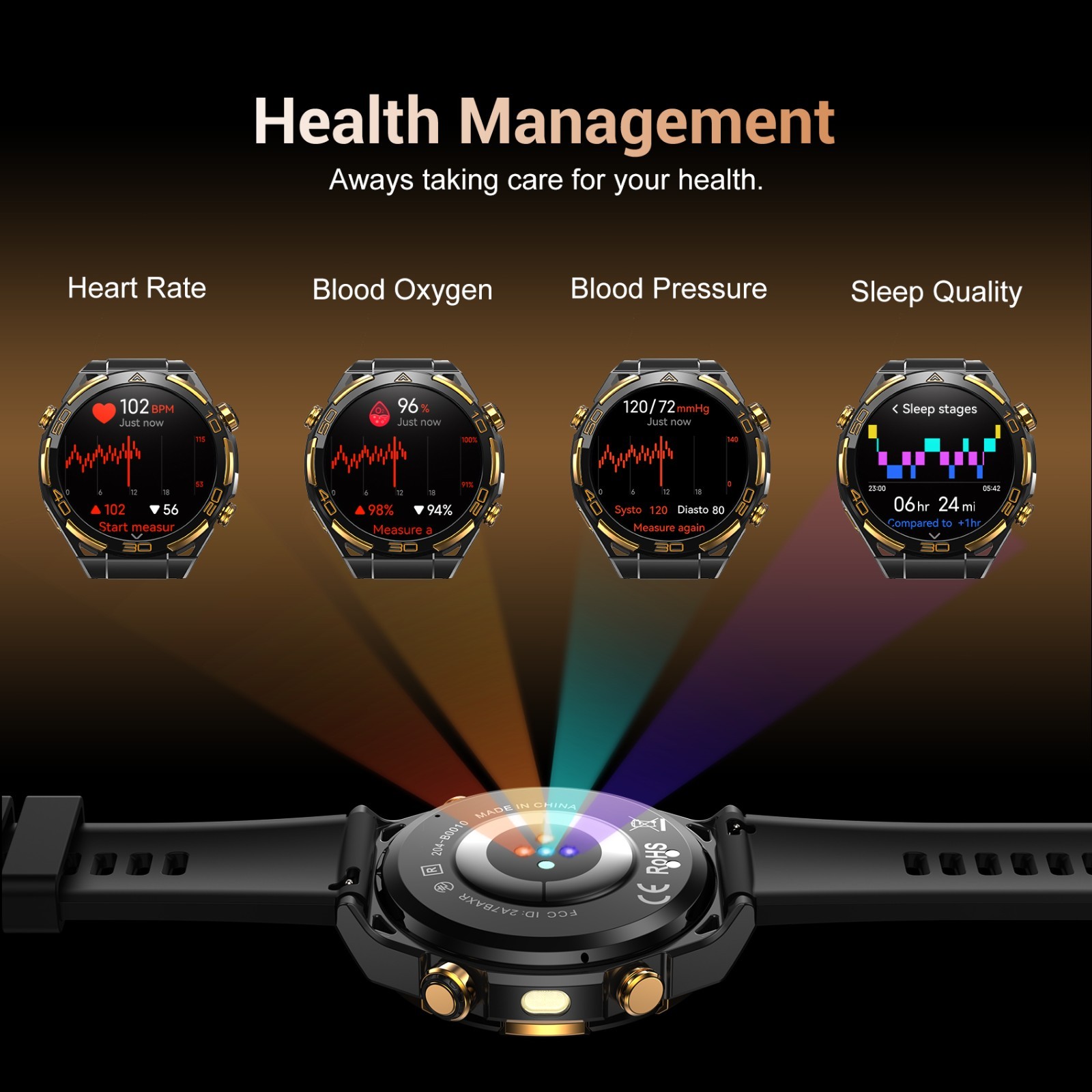 Smart Watch Mens 1.43″ AMOLED Built-in GPS Flashlight Compass, Bluetooth Calls