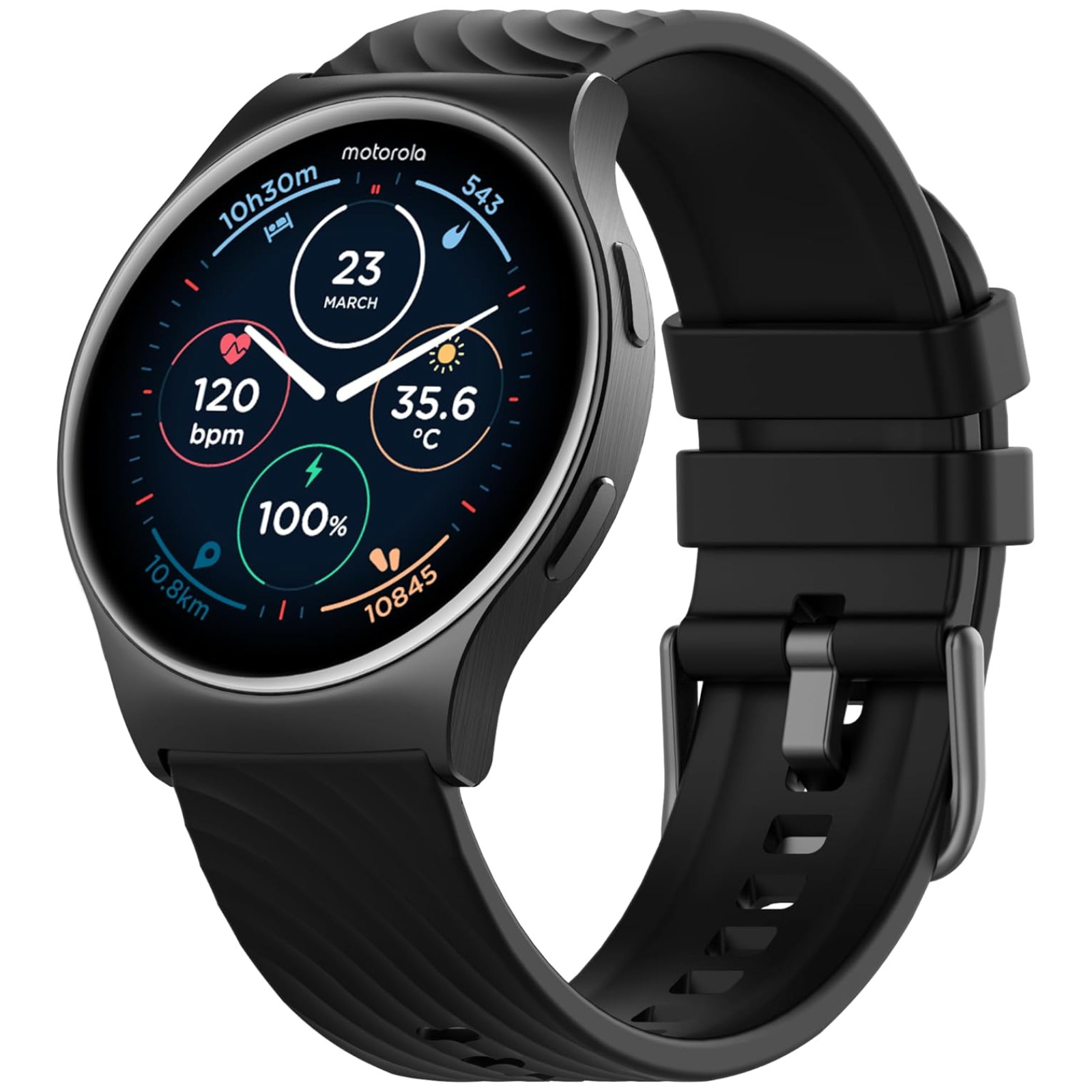 Motorola Moto Watch 120 AMOLED Bluetooth Smartwatch Heart Rate SpO2 Fitness NEW