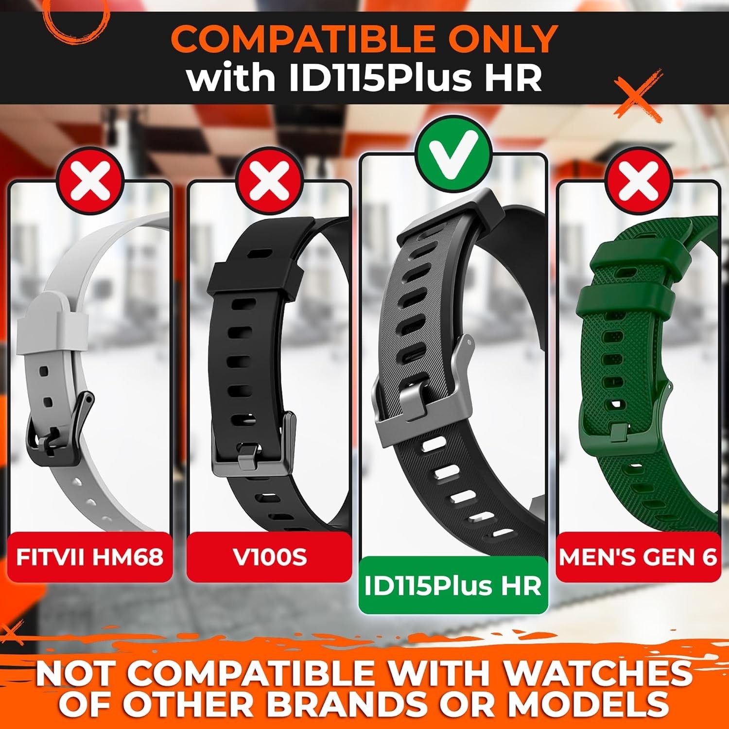 2-Pack Silicone Bands for ID115Plus HR – Adjustable & Comfortable Replacement