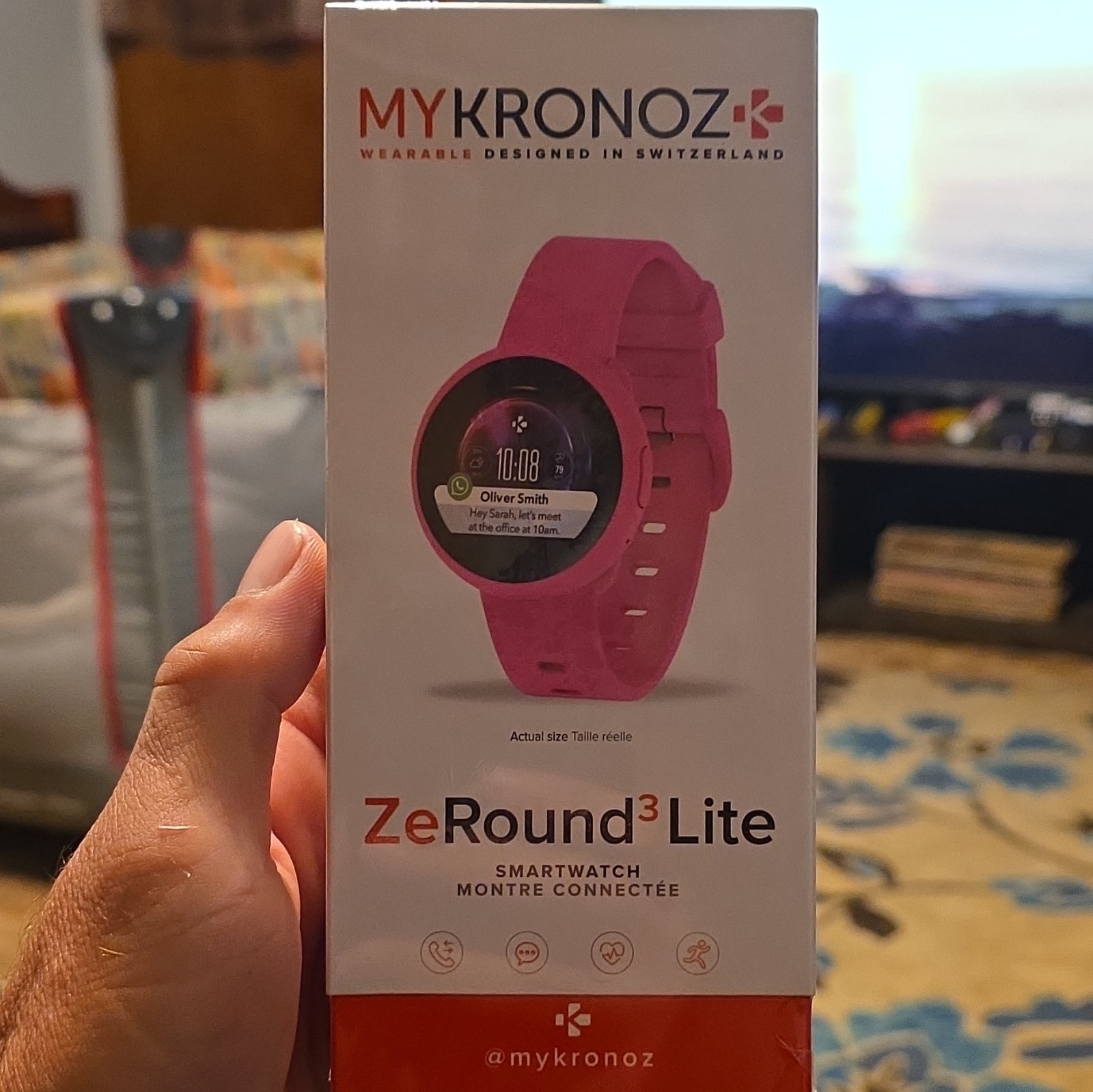 MyKronoz ZeRound3 Lite Smartwatch 45mm Heart Rate Bluetooth Pink Silicone