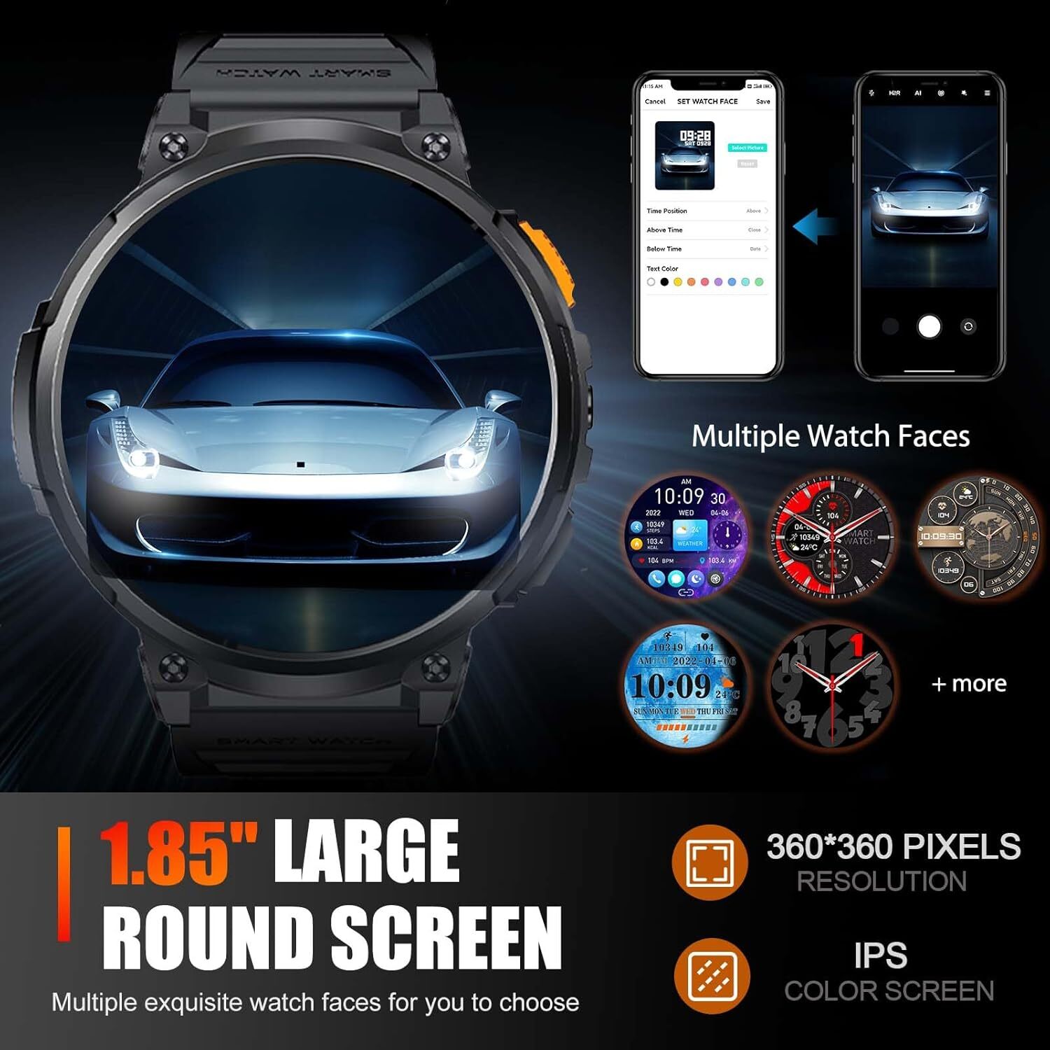 Military Smart Watch For Men (Call Receive/Dial) Rugged Tactical Fitness Tracker